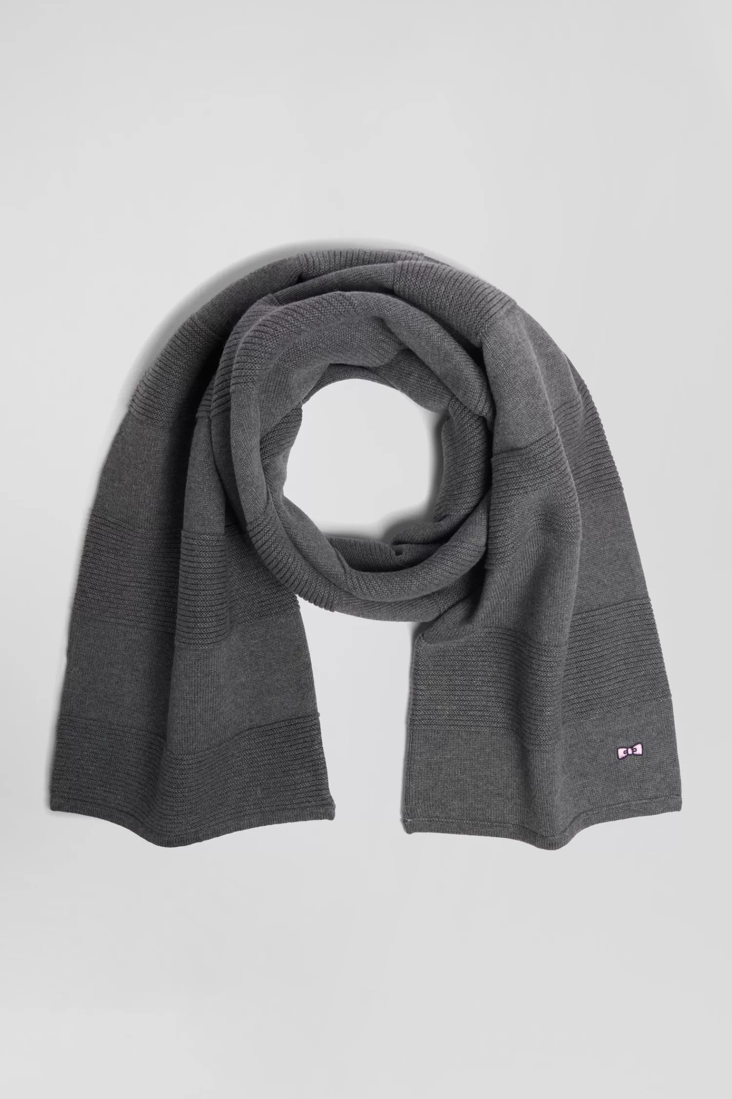 Eden Park Anthracite grey striped cotton scarf< Scarves And Wraps