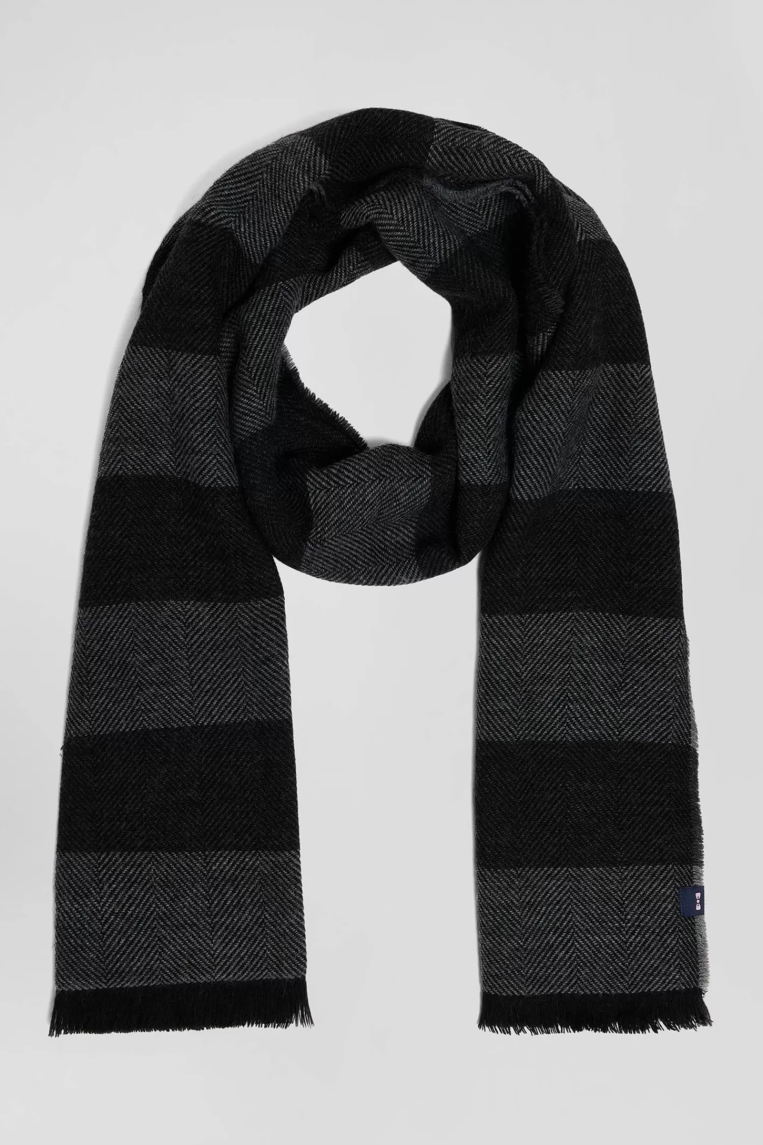 Eden Park Anthracite grey striped mixed wool large scarf< Scarves And Wraps