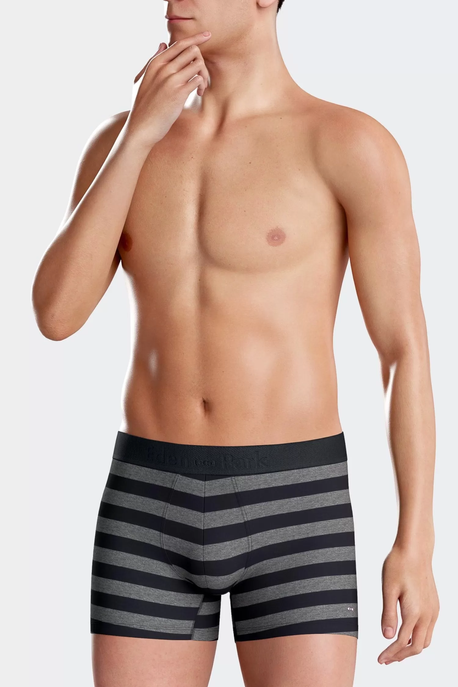 Eden Park Anthracite grey striped stretch cotton boxers< Underwear