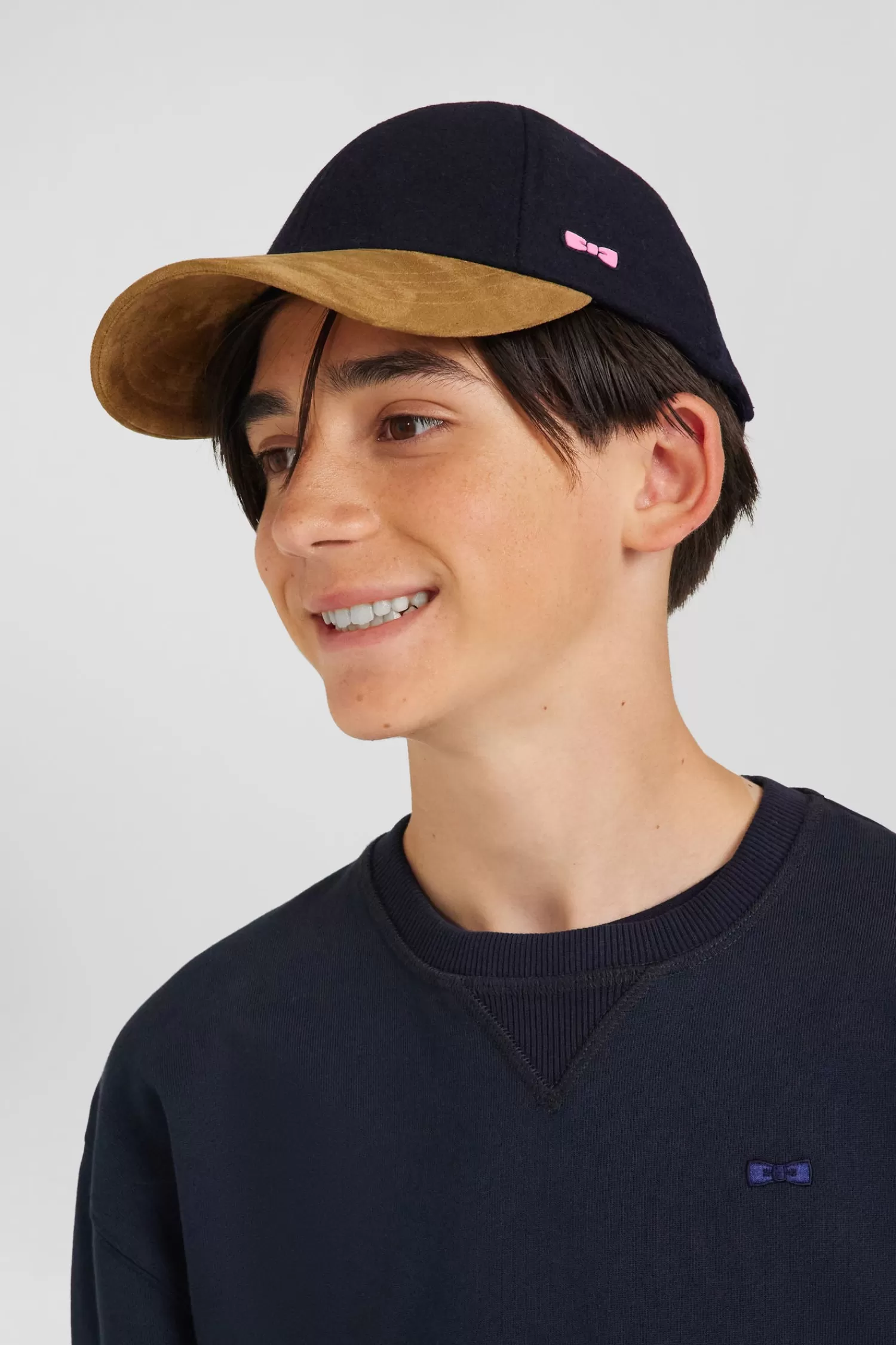 Eden Park Bicolour navy blue and camel wool blend cap<Kids Kids