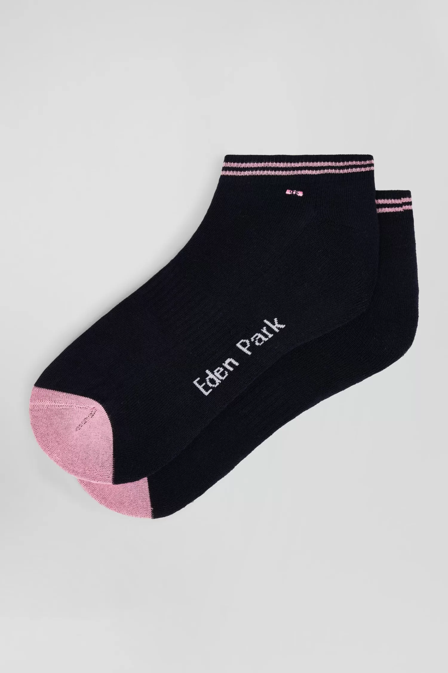 Eden Park Bicolour navy blue cotton ankle socks with striped edges< Socks