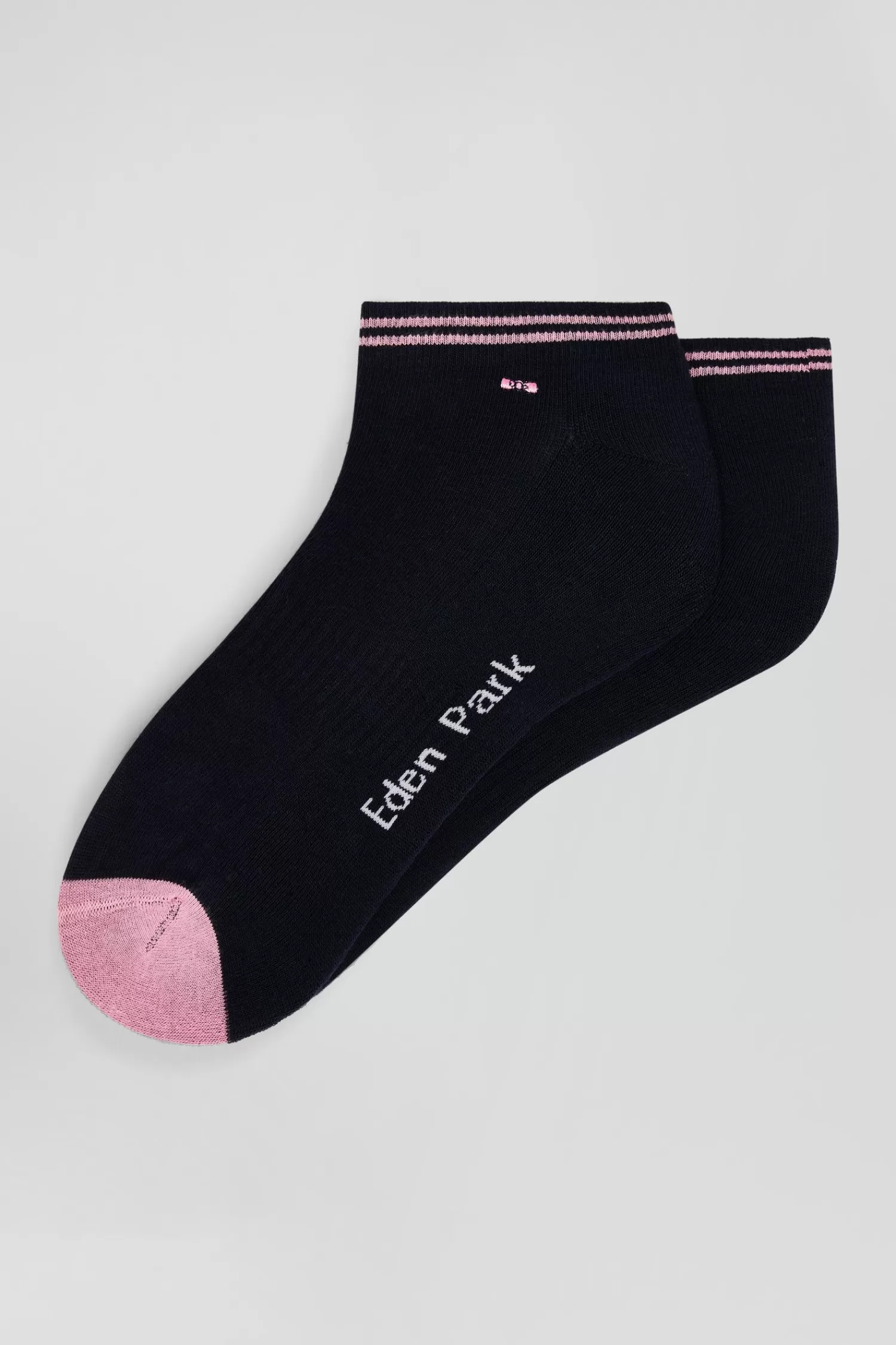Eden Park Bicolour navy blue cotton ankle socks with striped edges< Socks