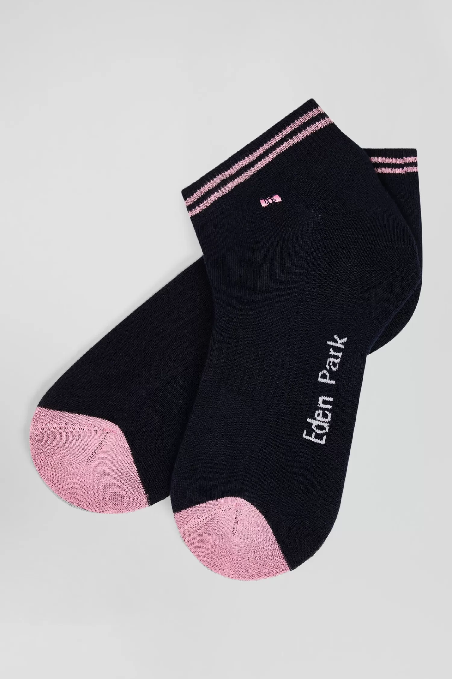 bicolour_navy_blue_cotton_ankle_socks_with_striped_edges_2.webp Eden Park Bicolour navy blue cotton ankle socks with striped edges< Socks