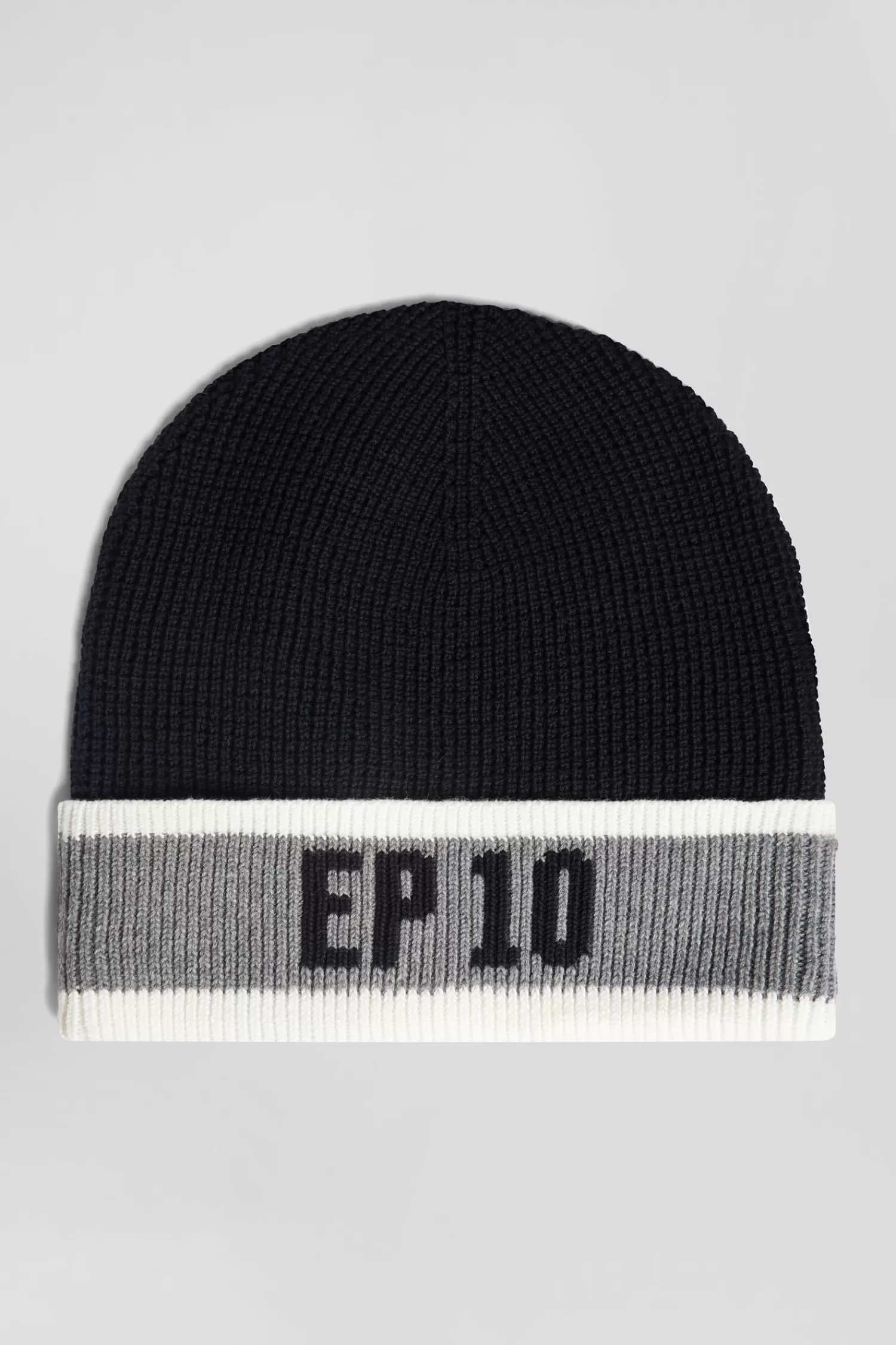 Eden Park Black cotton EP10 jacquard beanie< Beanies
