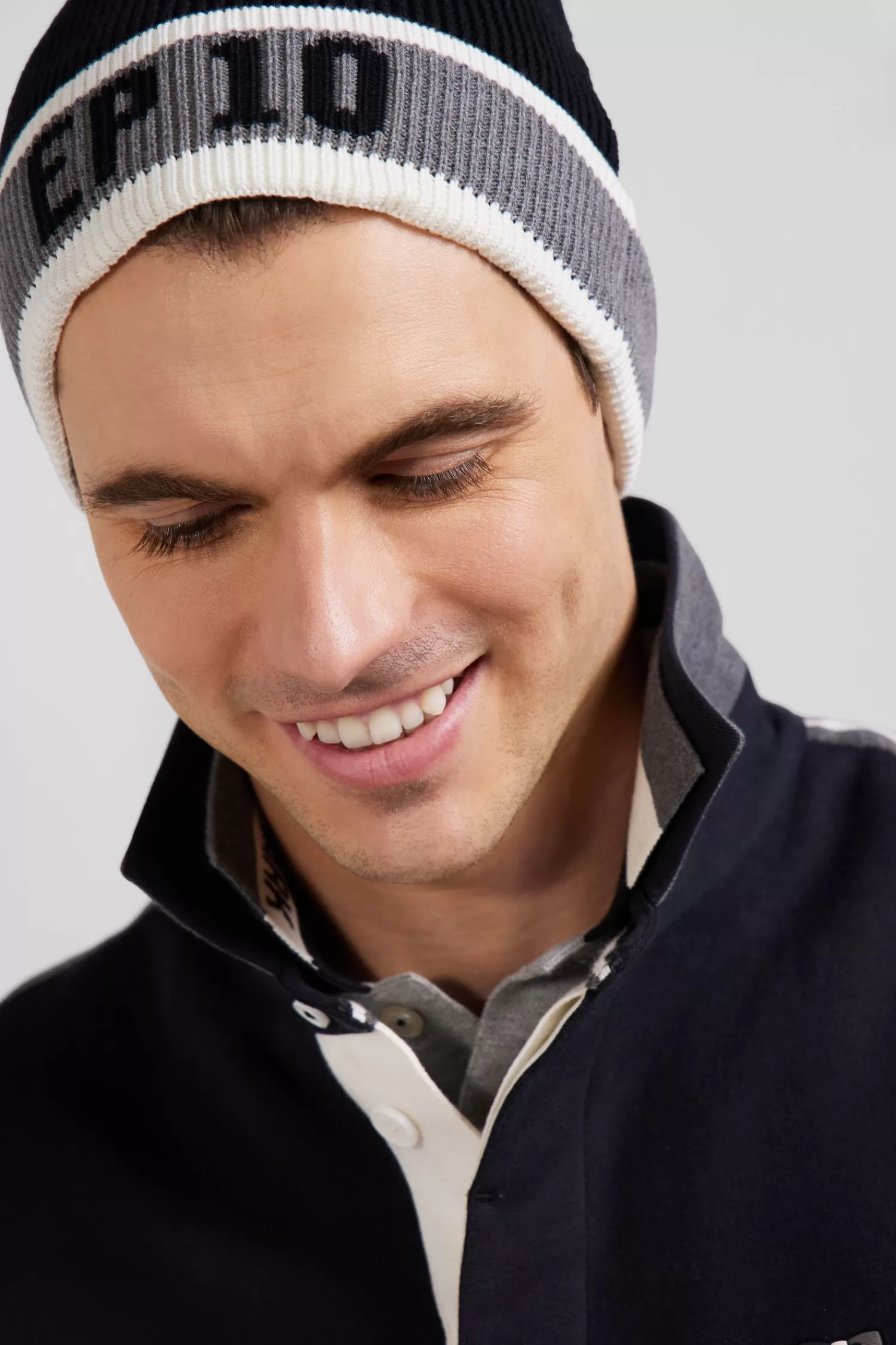 Eden Park Black cotton EP10 jacquard beanie< Beanies