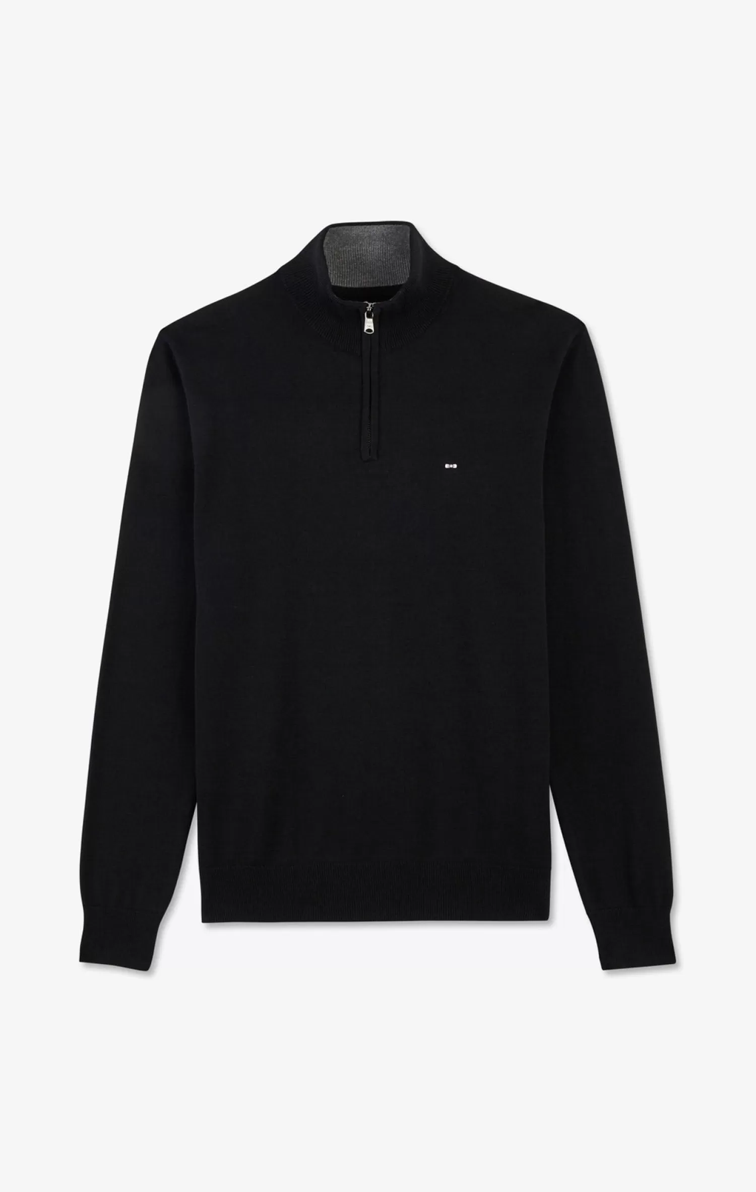Eden Park Black cotton jersey jumper with trucker neck< Sweaters