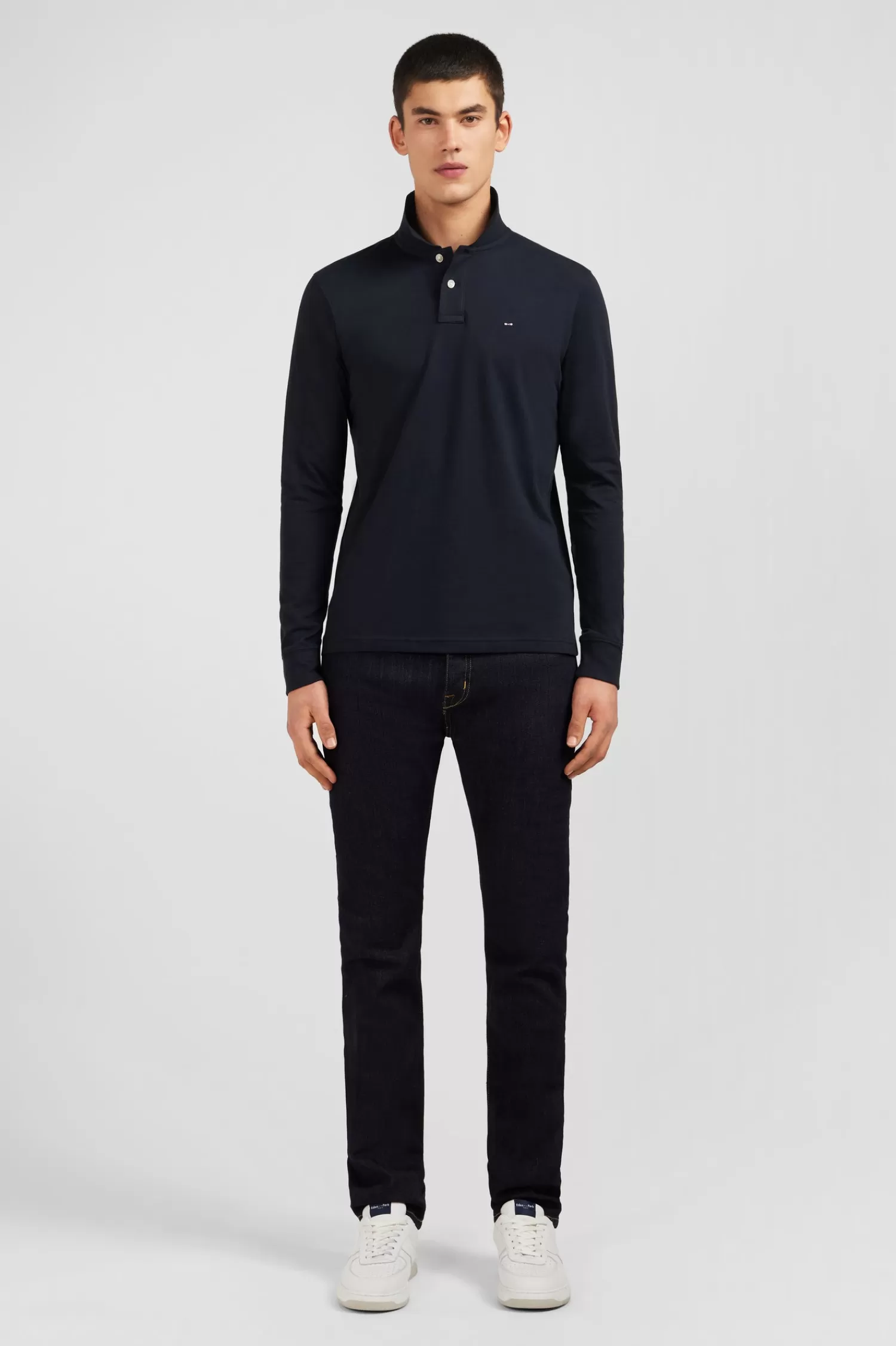 Eden Park Black cotton polo with contrasting neck< Polos