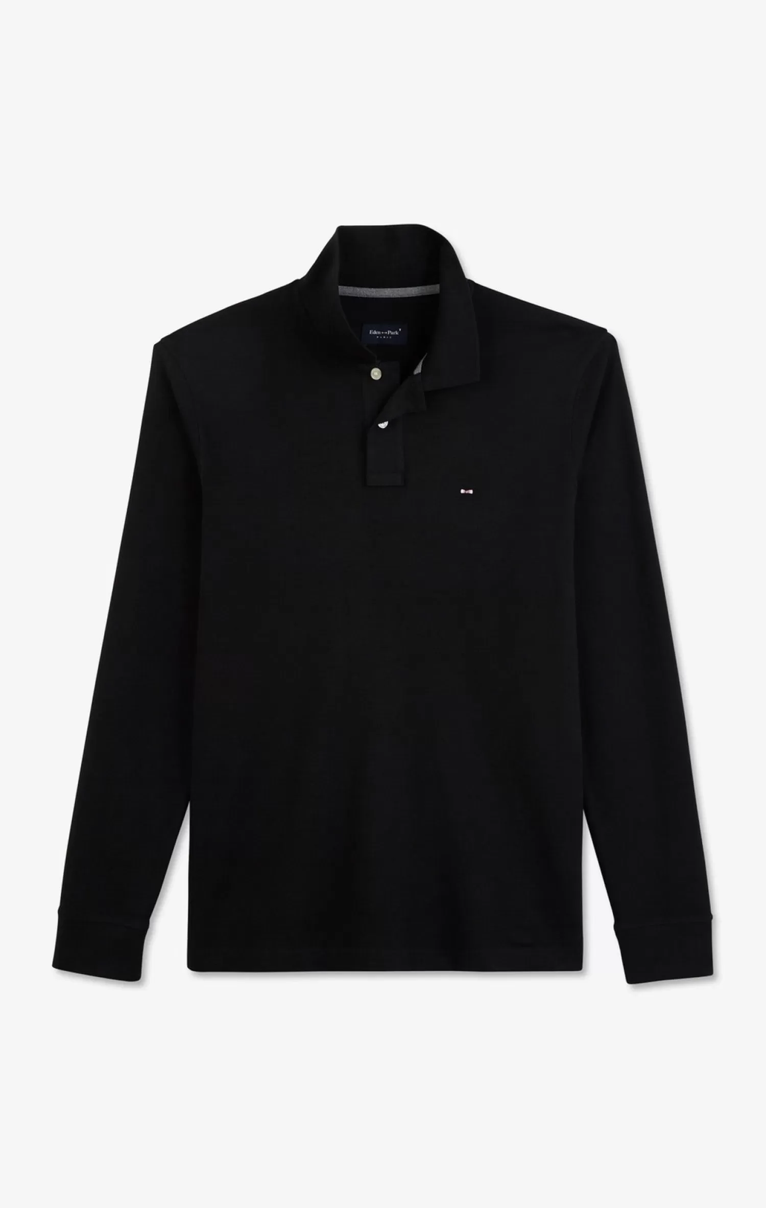 Eden Park Black cotton polo with contrasting neck< Polos