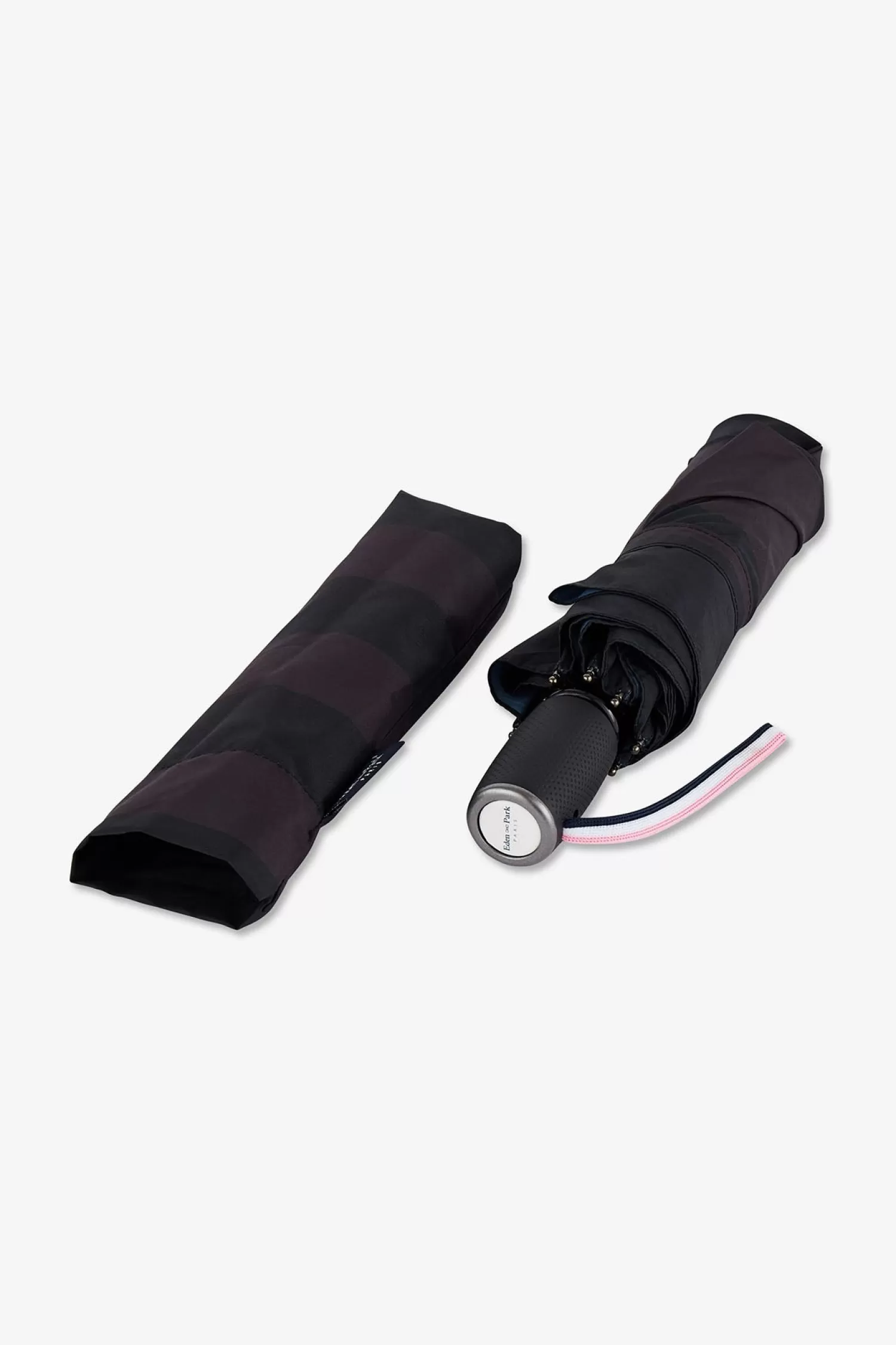 Eden Park Black folding umbrella with stripes<Women Accessories | Umbrellas