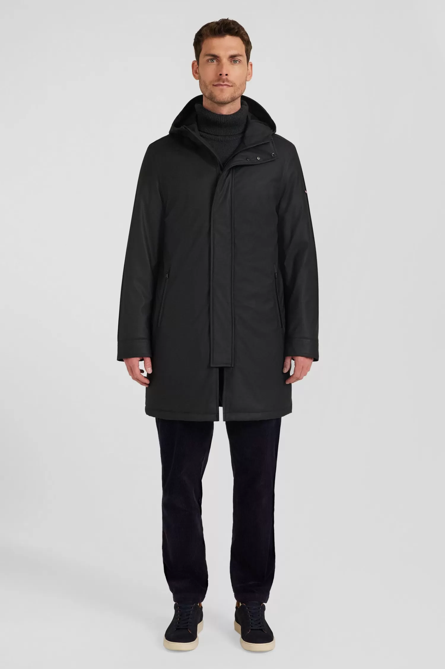 Eden Park Black hooded raincoat< Coats And Jackets