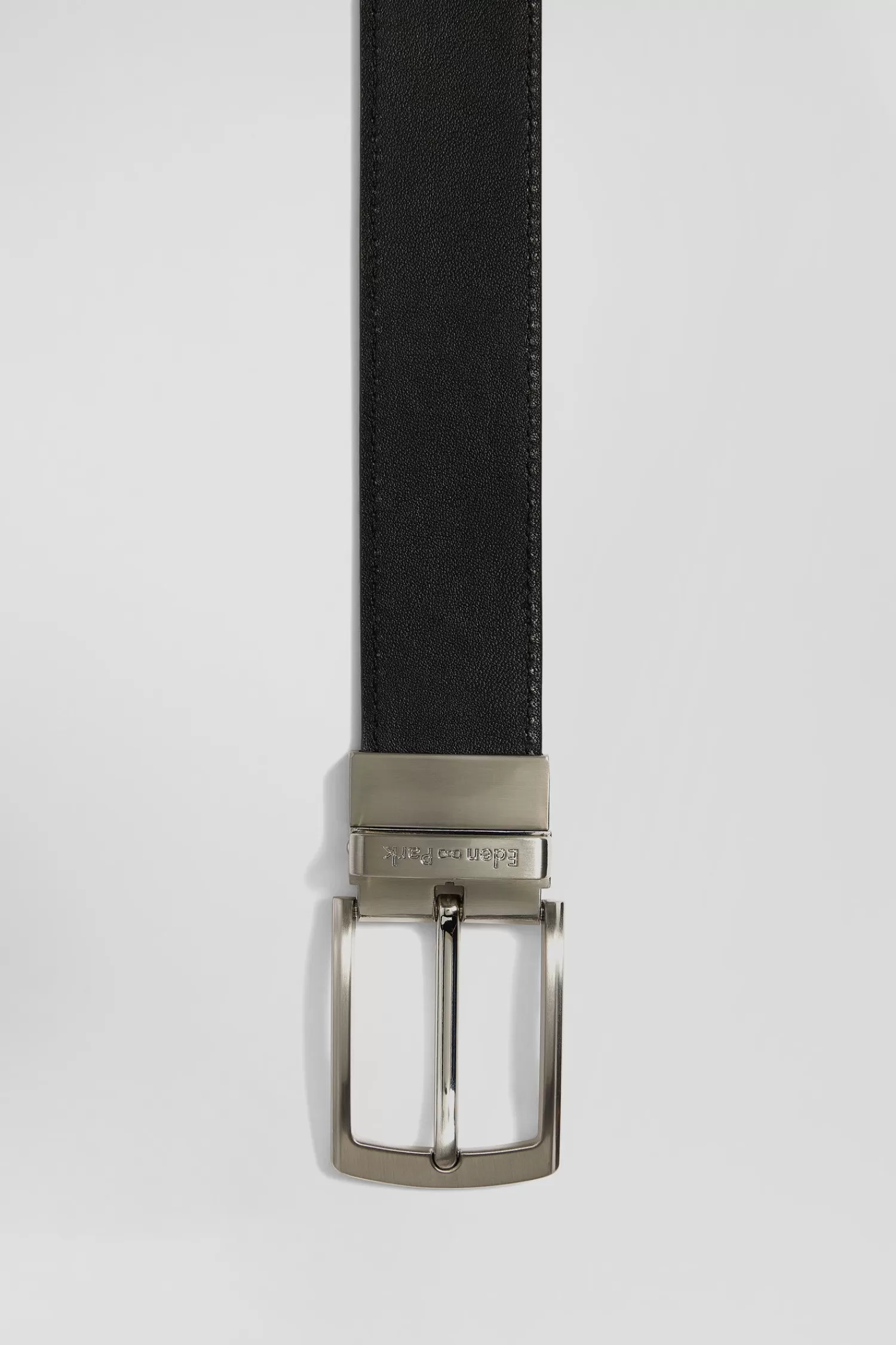 Eden Park Black leather belt set with two metal buckles< Belts