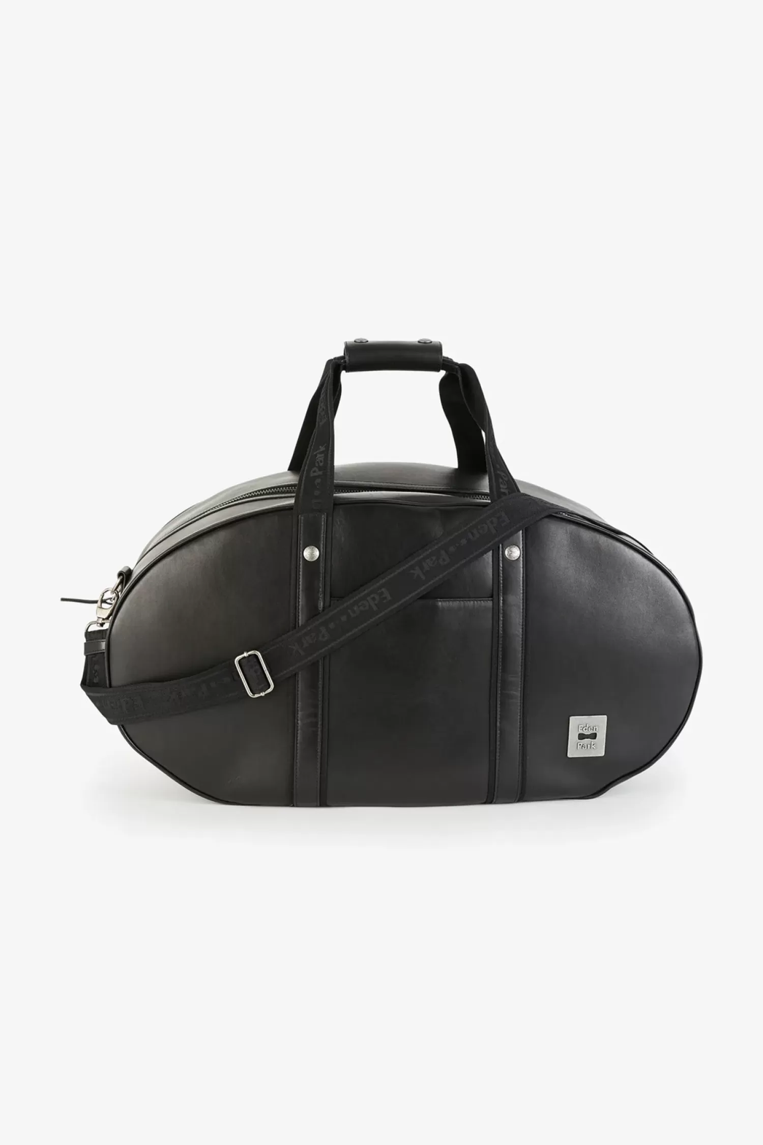 Eden Park Black leather oval travel bag< Travel Bags