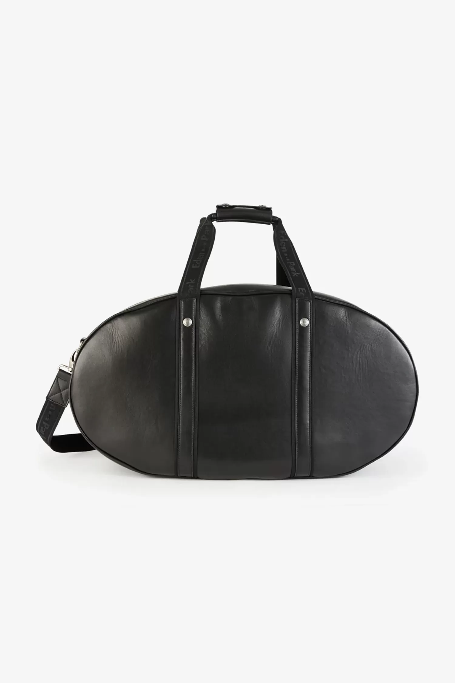 Eden Park Black leather oval travel bag< Travel Bags