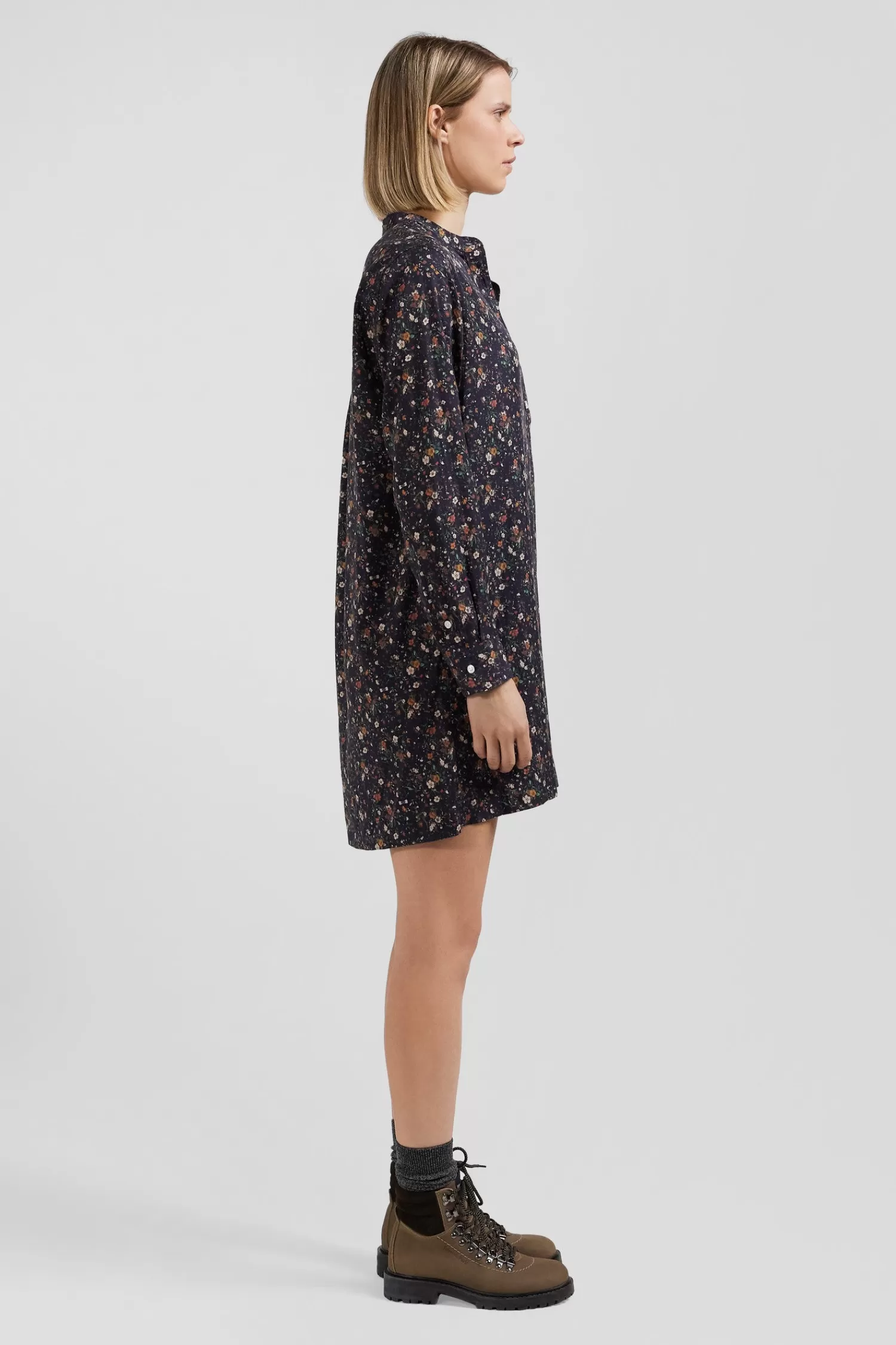 black_lyocell_floral_shirt_dress_4.webp Eden Park Black lyocell floral shirt dress<Women Dresses And Skirts