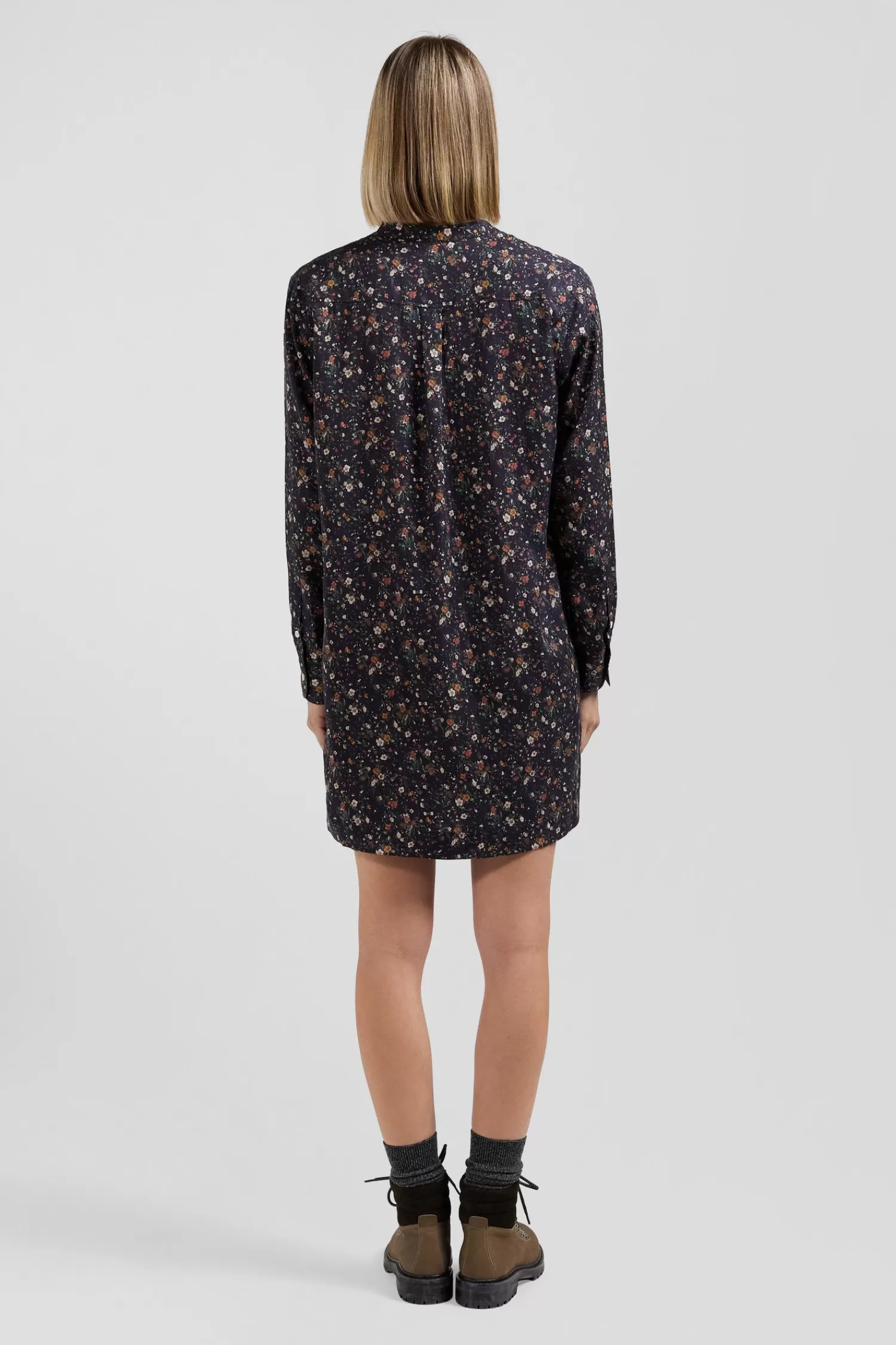 black_lyocell_floral_shirt_dress_5.webp Eden Park Black lyocell floral shirt dress<Women Dresses And Skirts