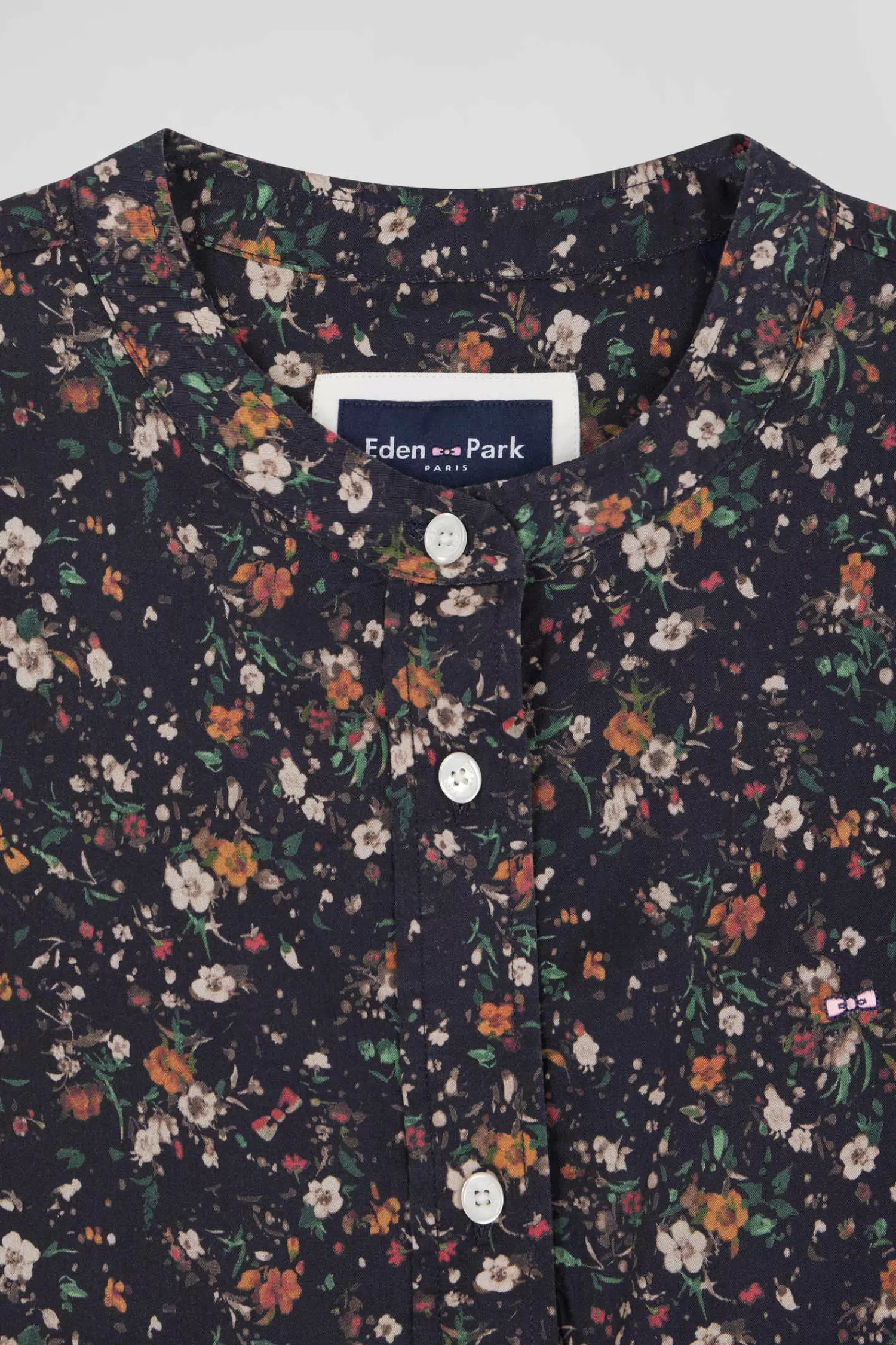 black_lyocell_floral_shirt_dress_6.webp Eden Park Black lyocell floral shirt dress<Women Dresses And Skirts