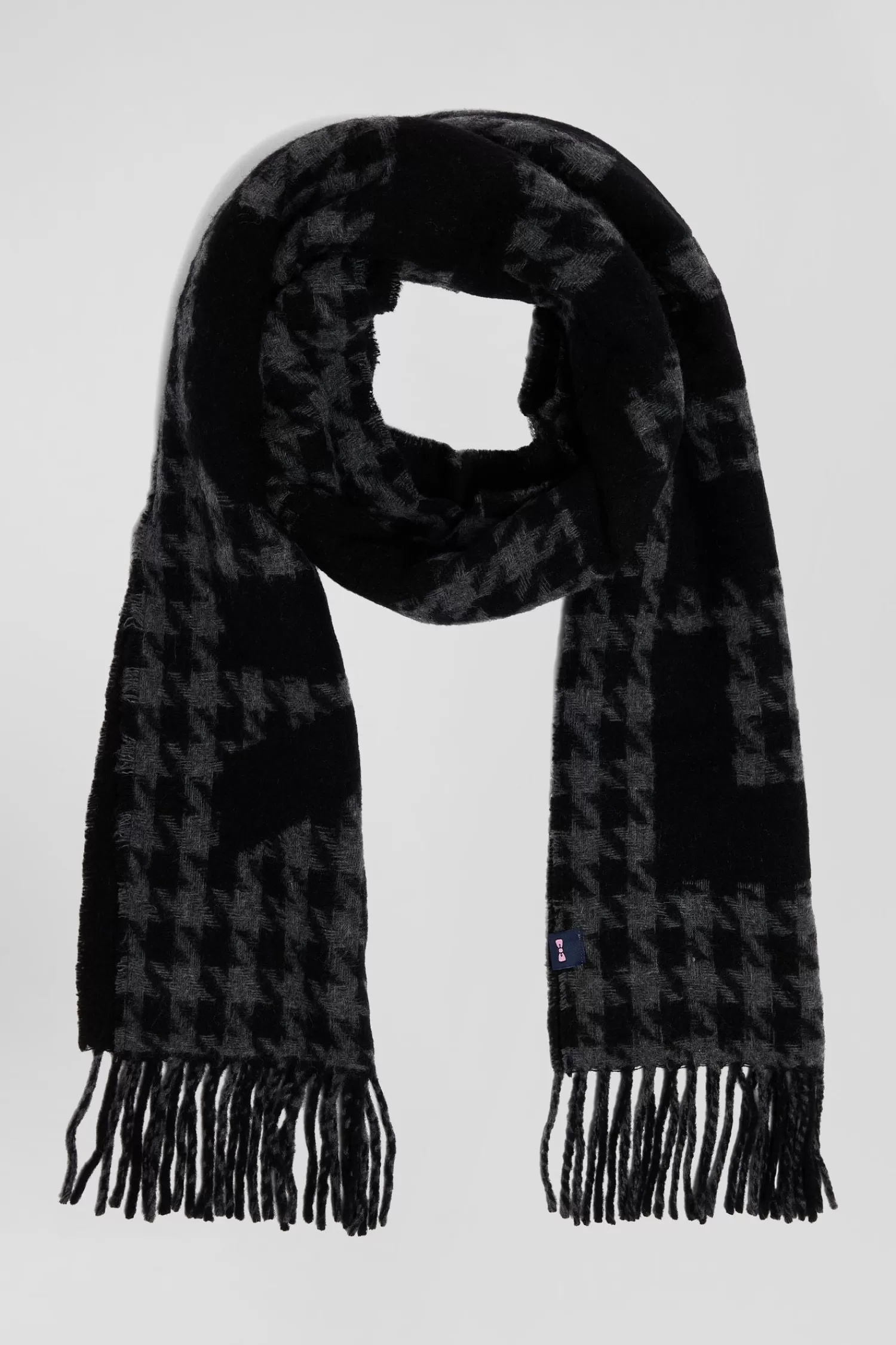 Eden Park Black mixed wool scarf with jacquard lettering< Scarves And Wraps