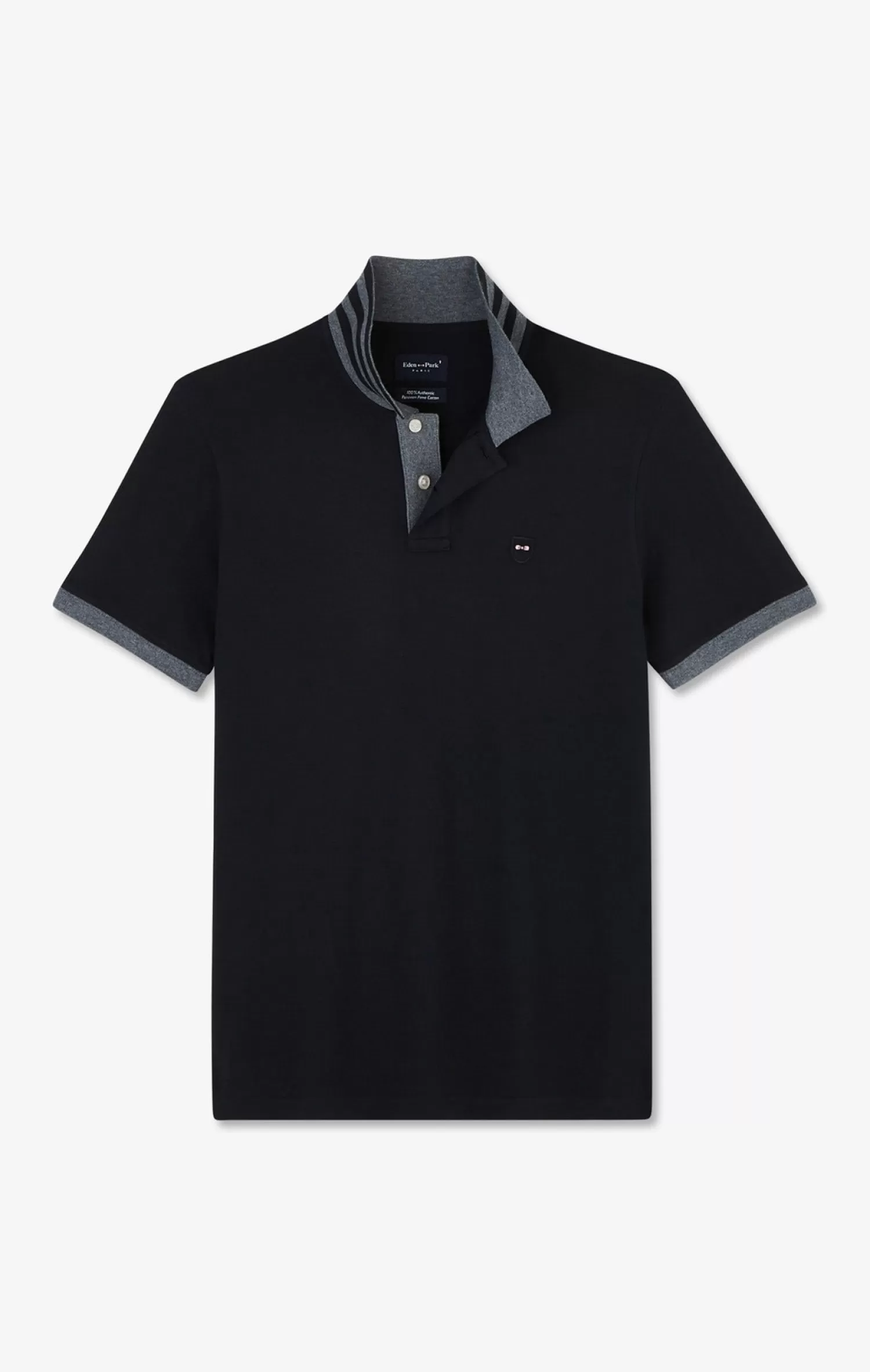 Eden Park Black pima cotton polo with contrasting accents< Polos