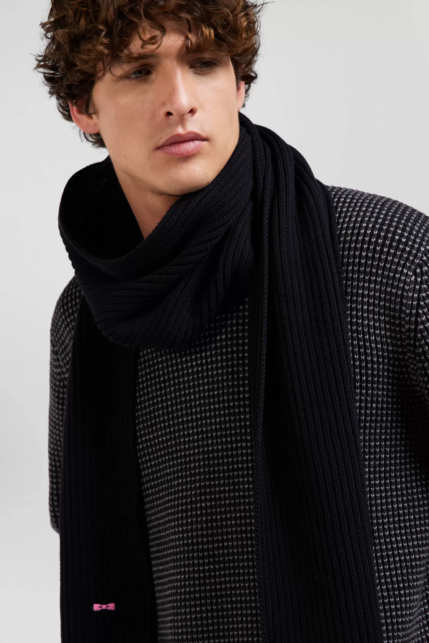 Eden Park Black plain cotton scarf< Scarves And Wraps