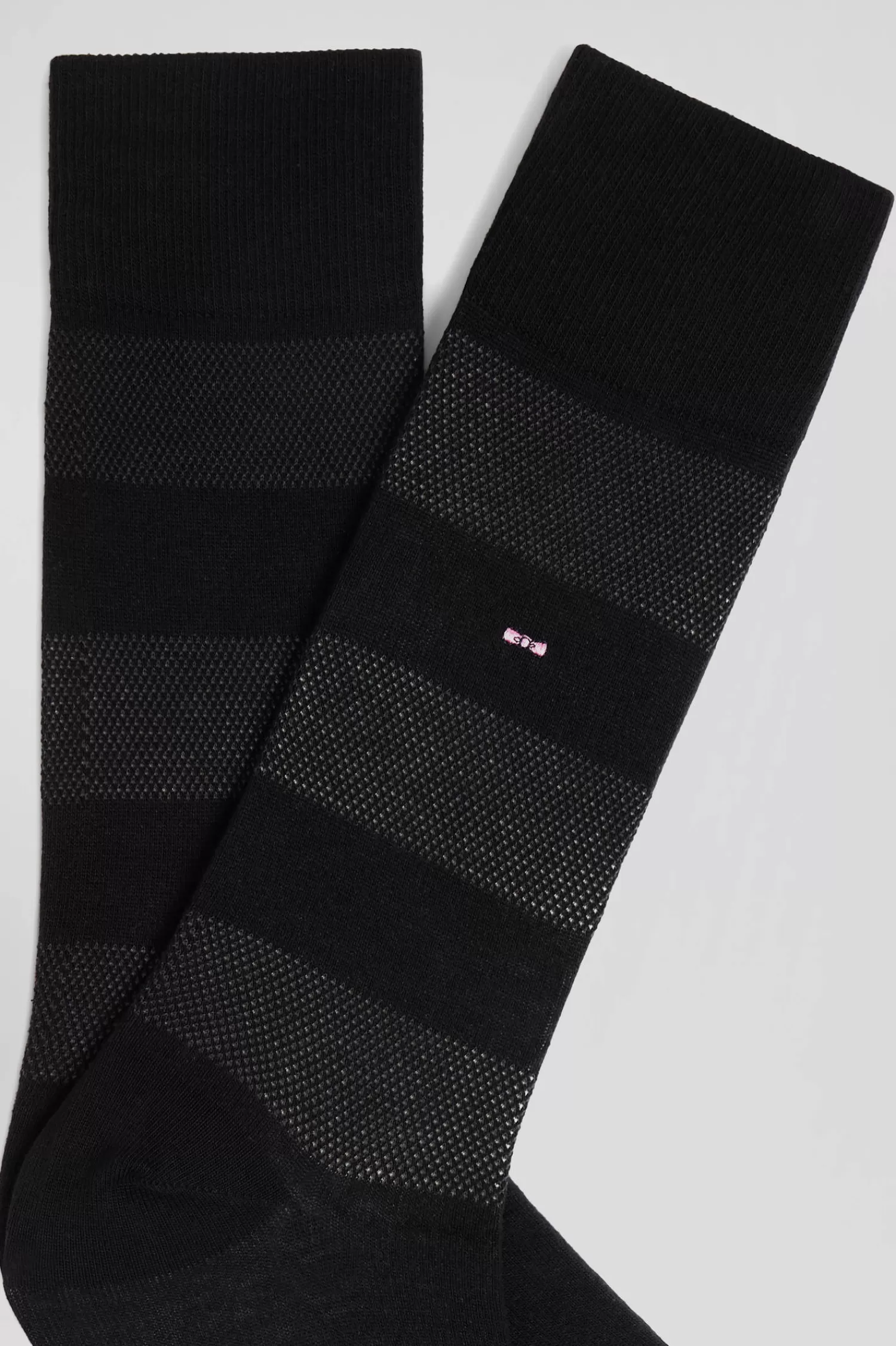 Eden Park Black socks with knit plays in stretch cotton< Socks
