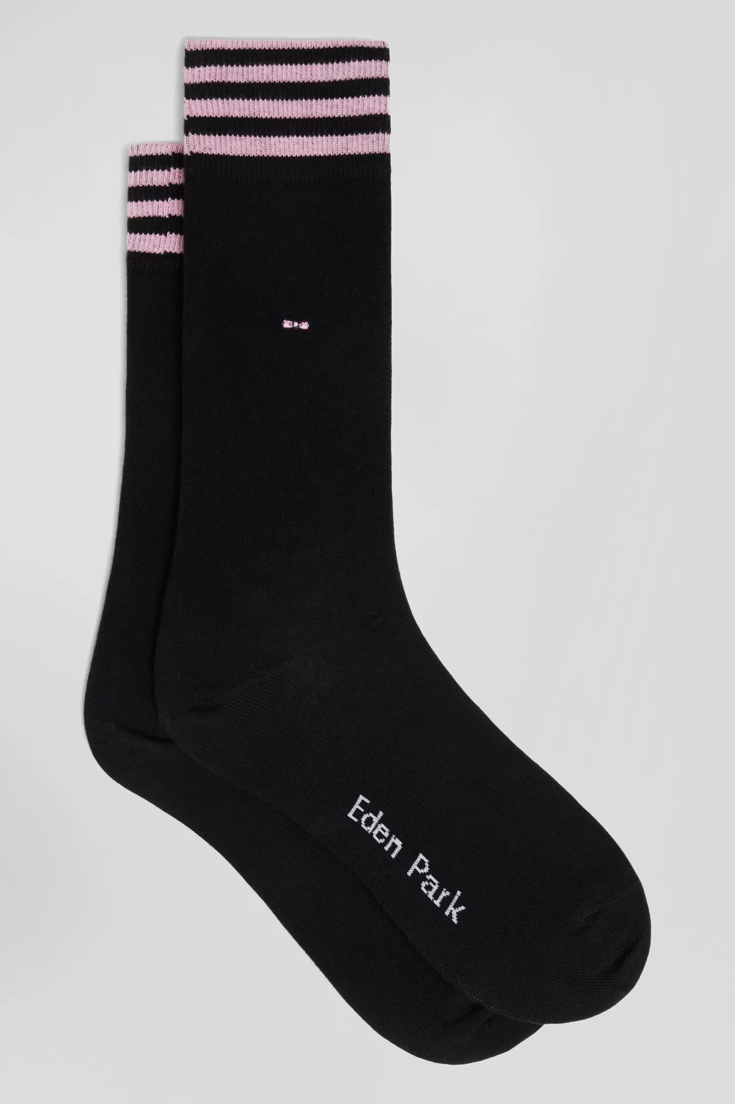 Eden Park Black socks with striped details in stretch cotton< Socks