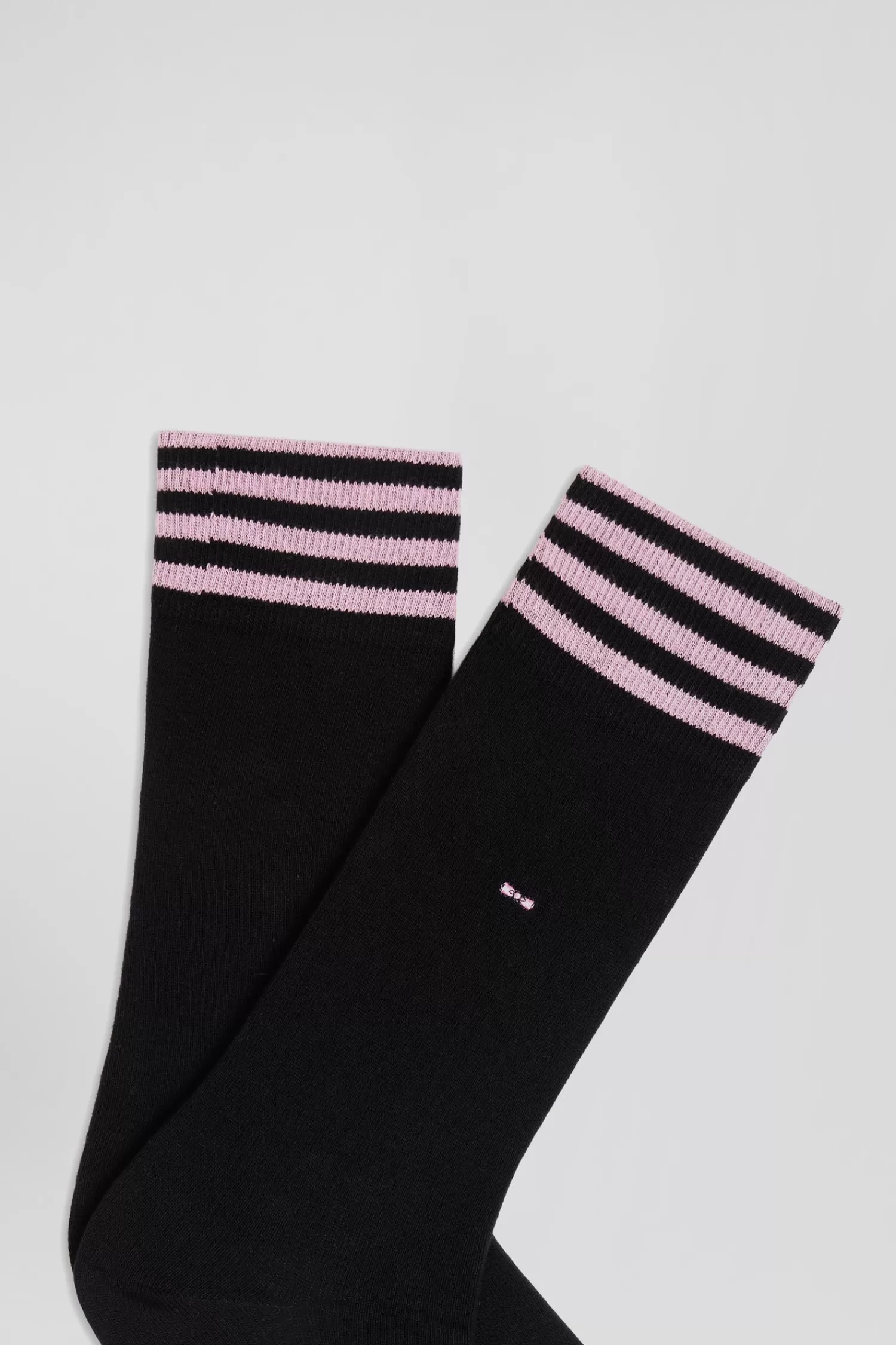 Eden Park Black socks with striped details in stretch cotton< Socks