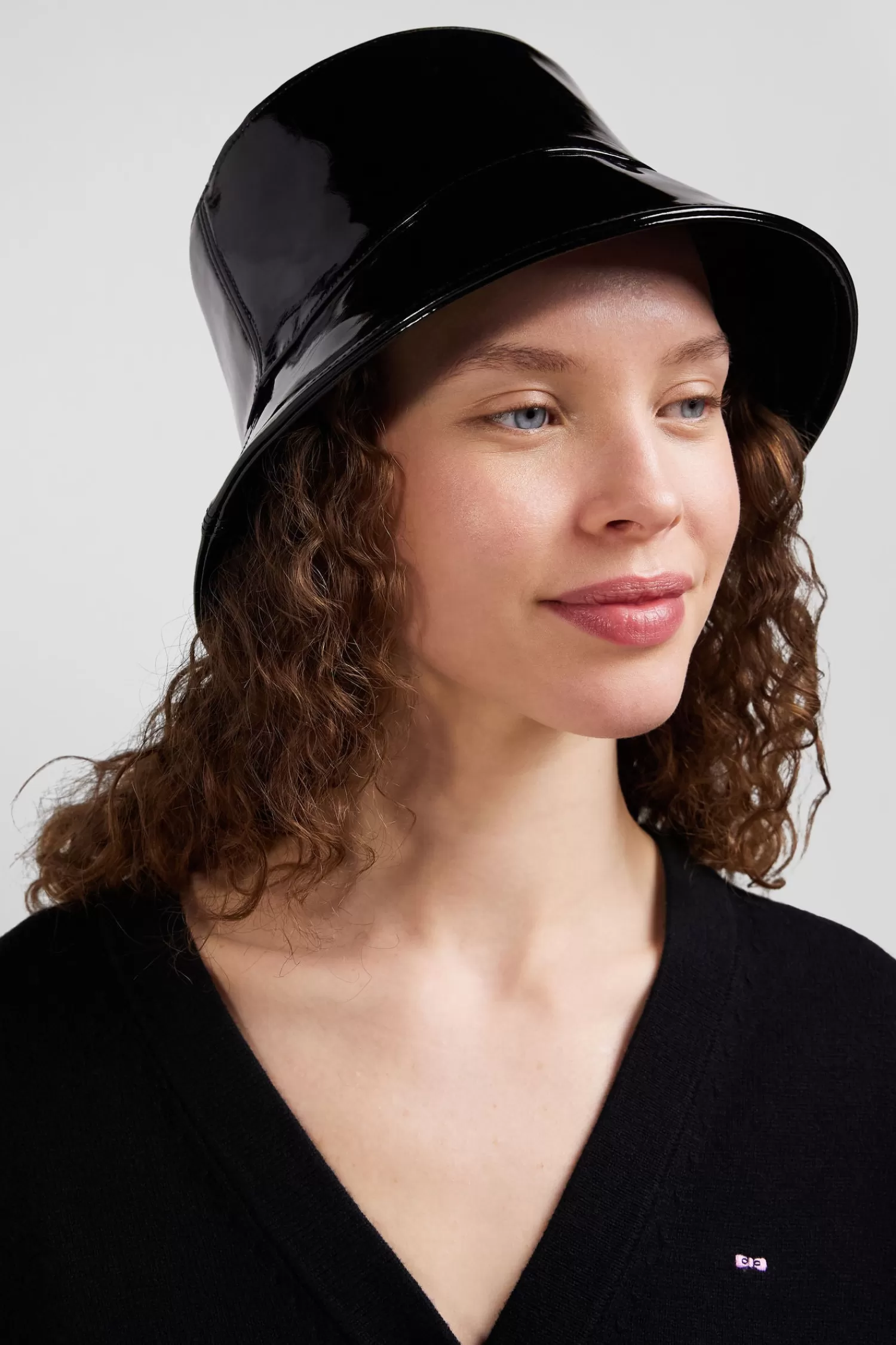 Eden Park Black vinyl bucket hat<Women Accessories