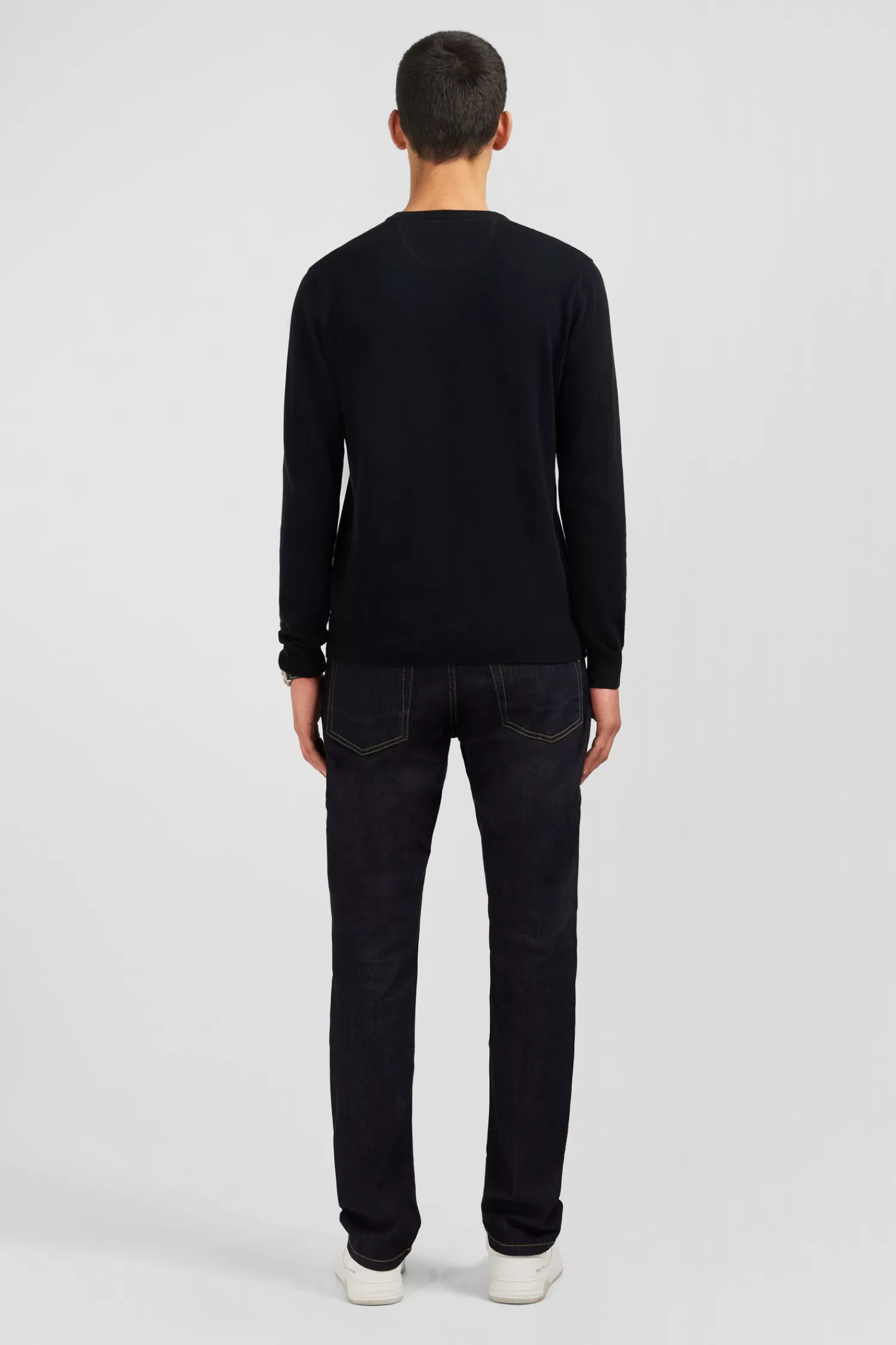 Eden Park Black V-neck cotton jersey jumper< Sweaters