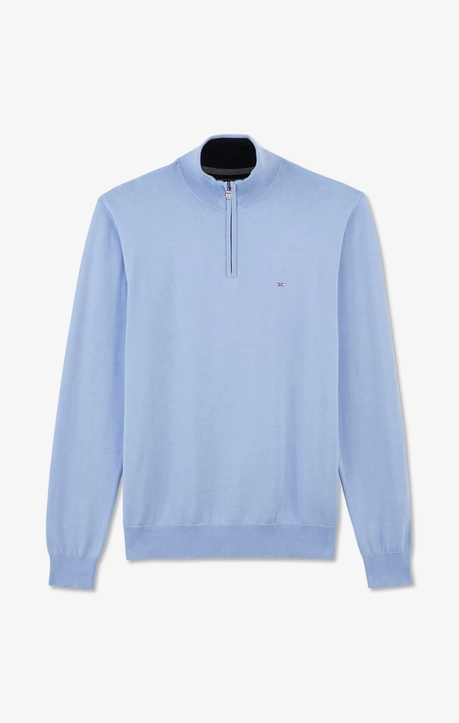 Eden Park Blue cotton jersey jumper with trucker neck< Sweaters