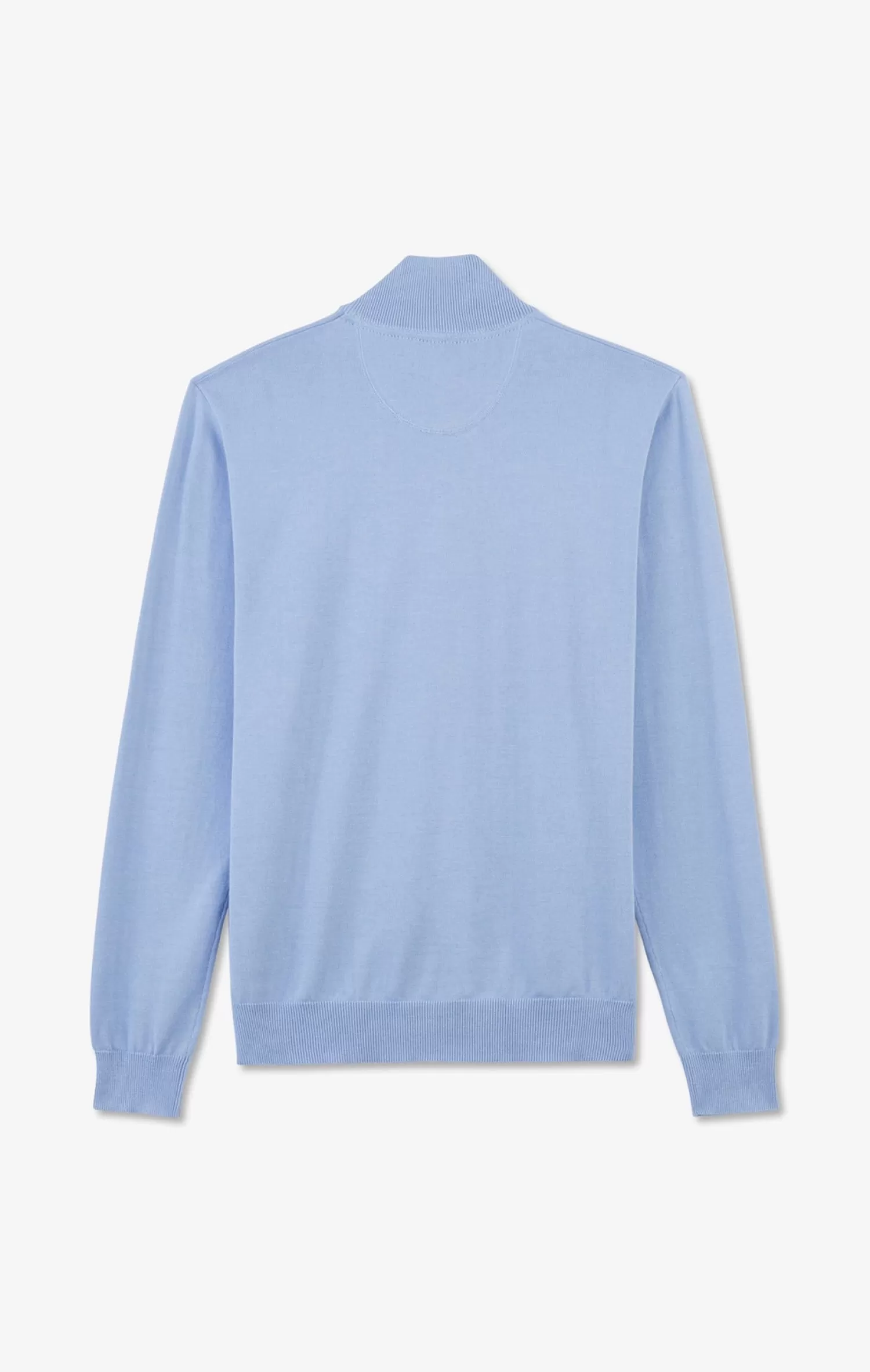 blue_cotton_jersey_jumper_with_trucker_neck_4.webp Eden Park Blue cotton jersey jumper with trucker neck< Sweaters
