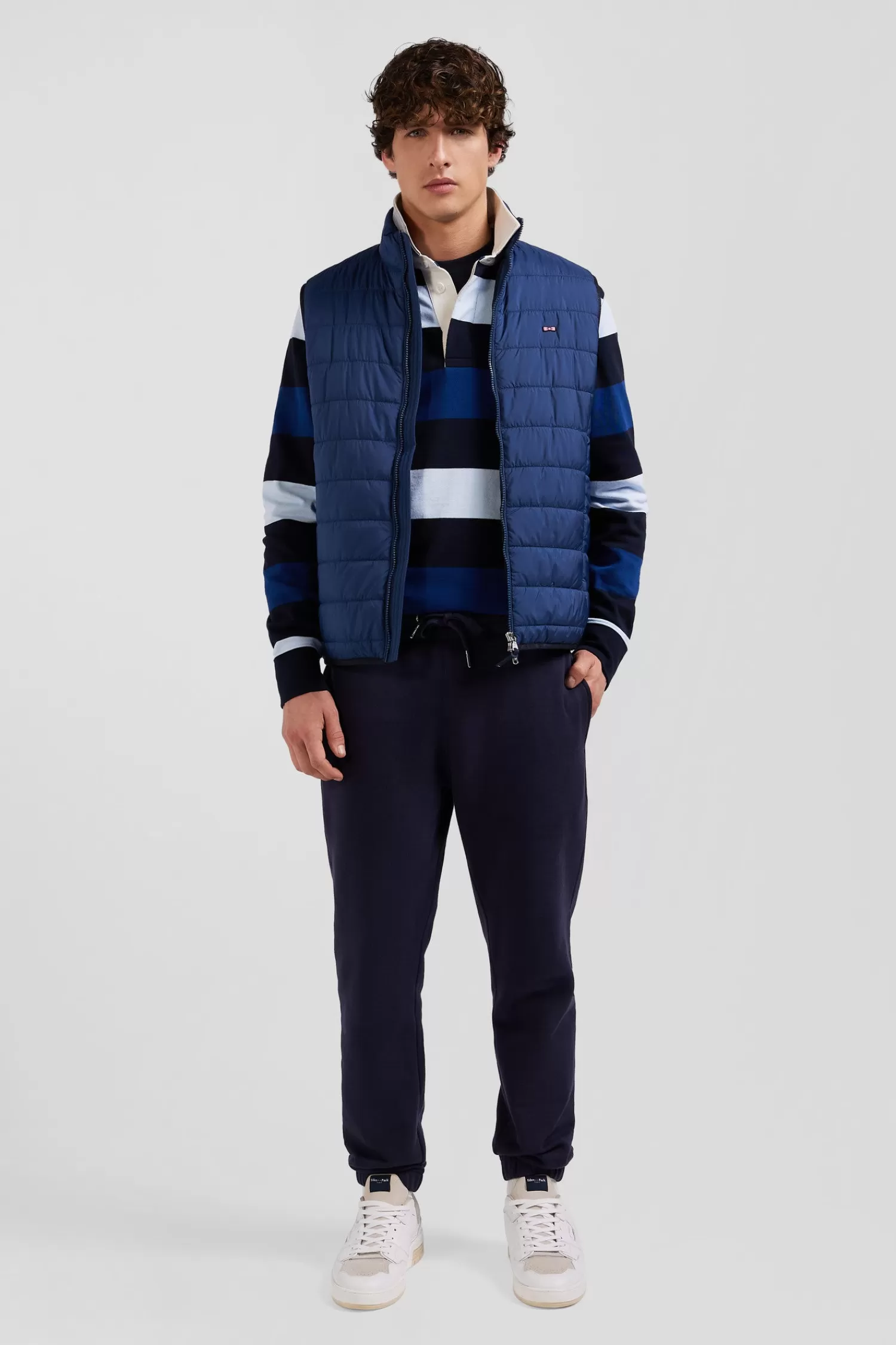 Eden Park Blue quilted sleeveless high collar down vest< Coats And Jackets