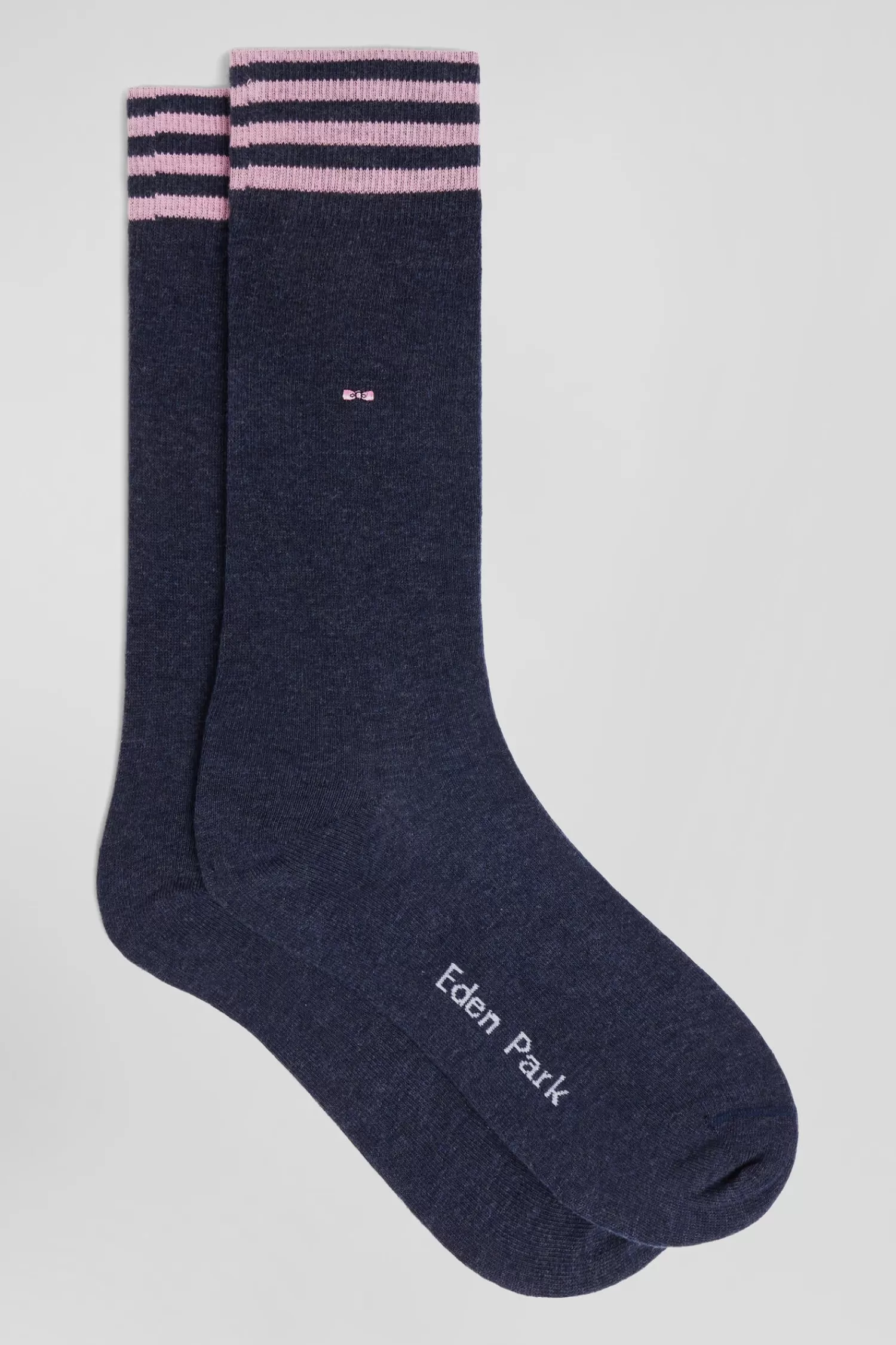 Eden Park Blue socks with striped details in stretch cotton< Socks