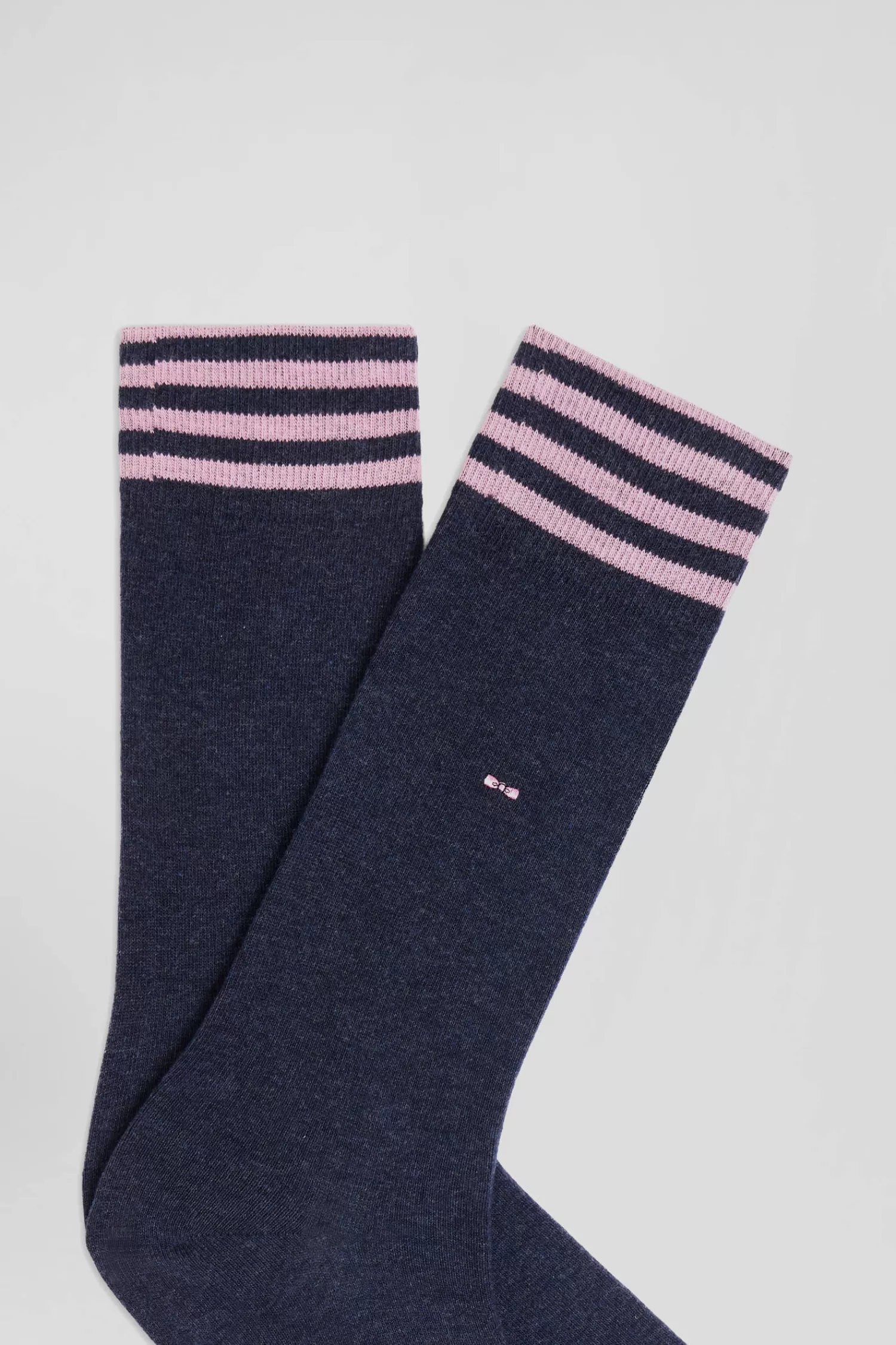 Eden Park Blue socks with striped details in stretch cotton< Socks