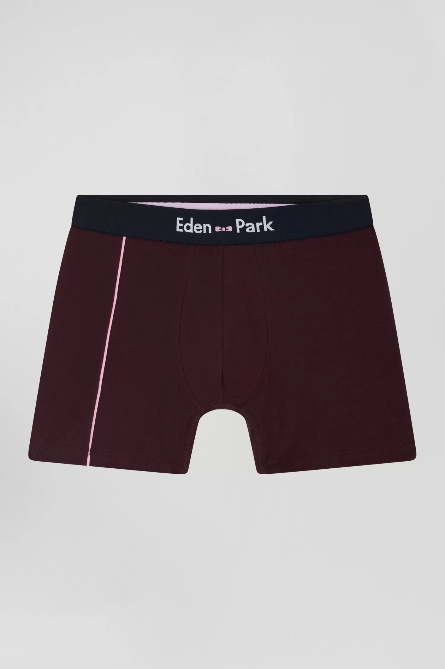 Eden Park Bordeaux stretch cotton boxers with pink piping< Underwear