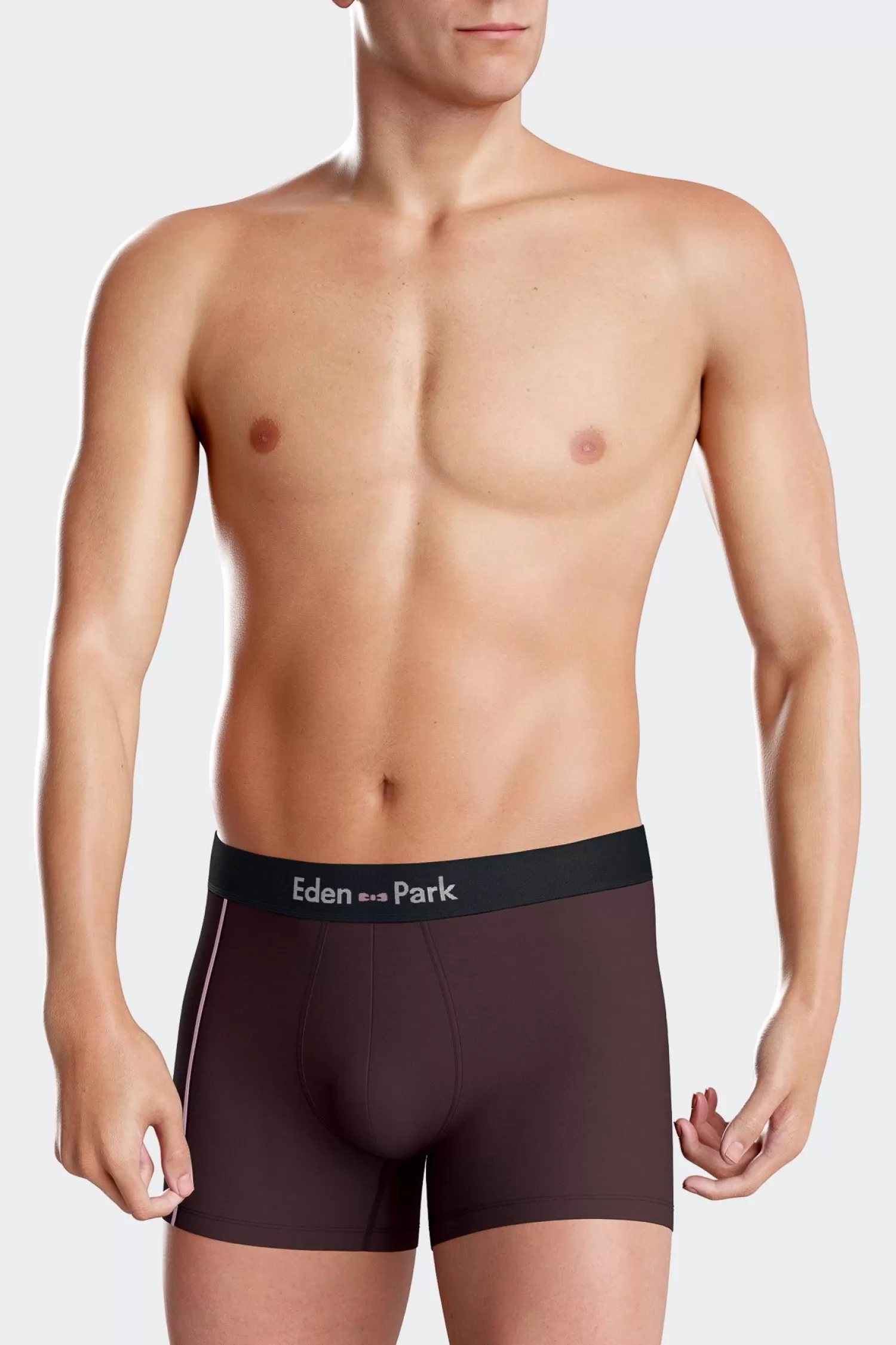 Eden Park Bordeaux stretch cotton boxers with pink piping< Underwear