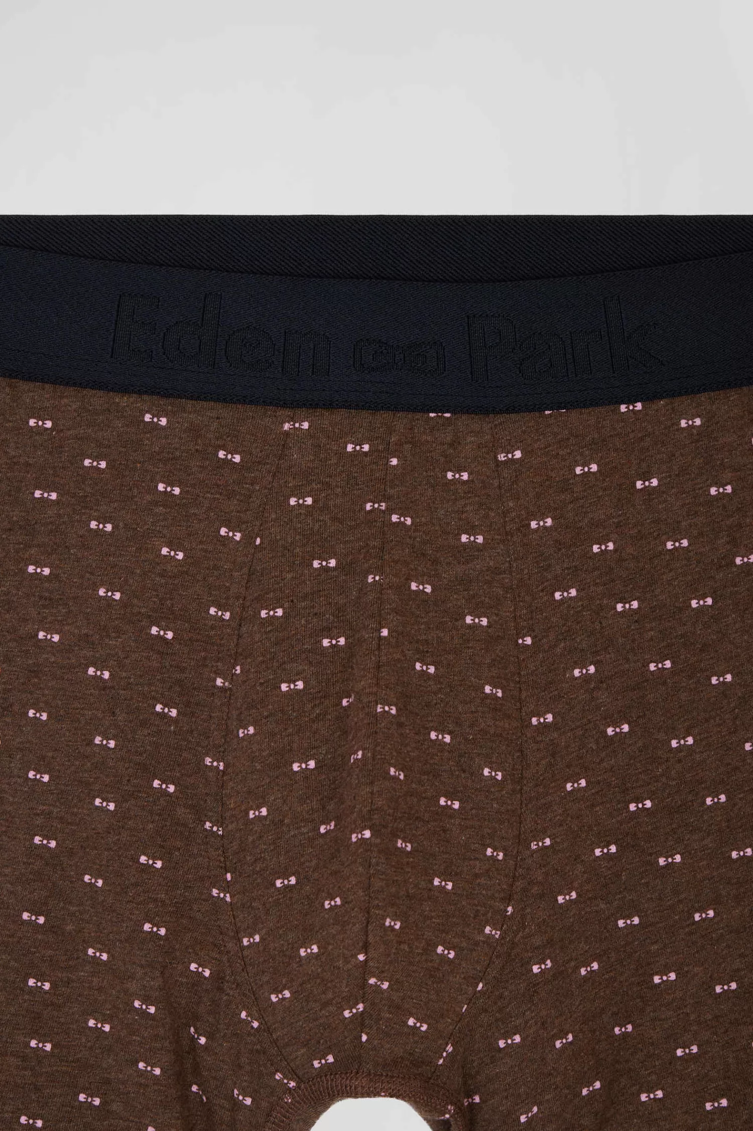 brown_and_pink_stretch_cotton_boxers_with_micro_bow_tie_pattern_4.webp Eden Park Brown and pink stretch cotton boxers with micro bow tie pattern< Underwear