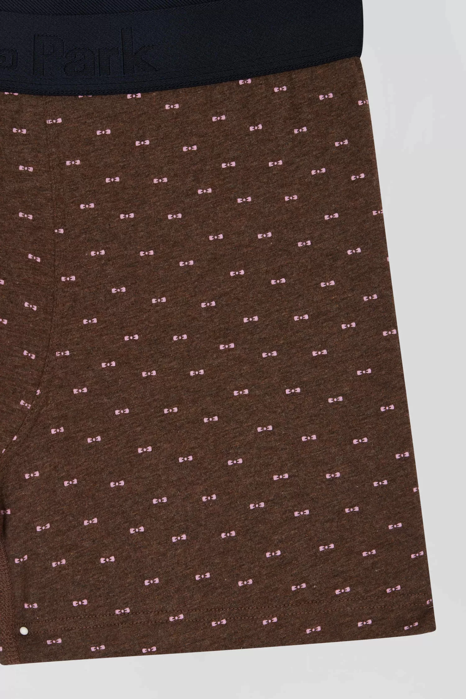 brown_and_pink_stretch_cotton_boxers_with_micro_bow_tie_pattern_5.webp Eden Park Brown and pink stretch cotton boxers with micro bow tie pattern< Underwear