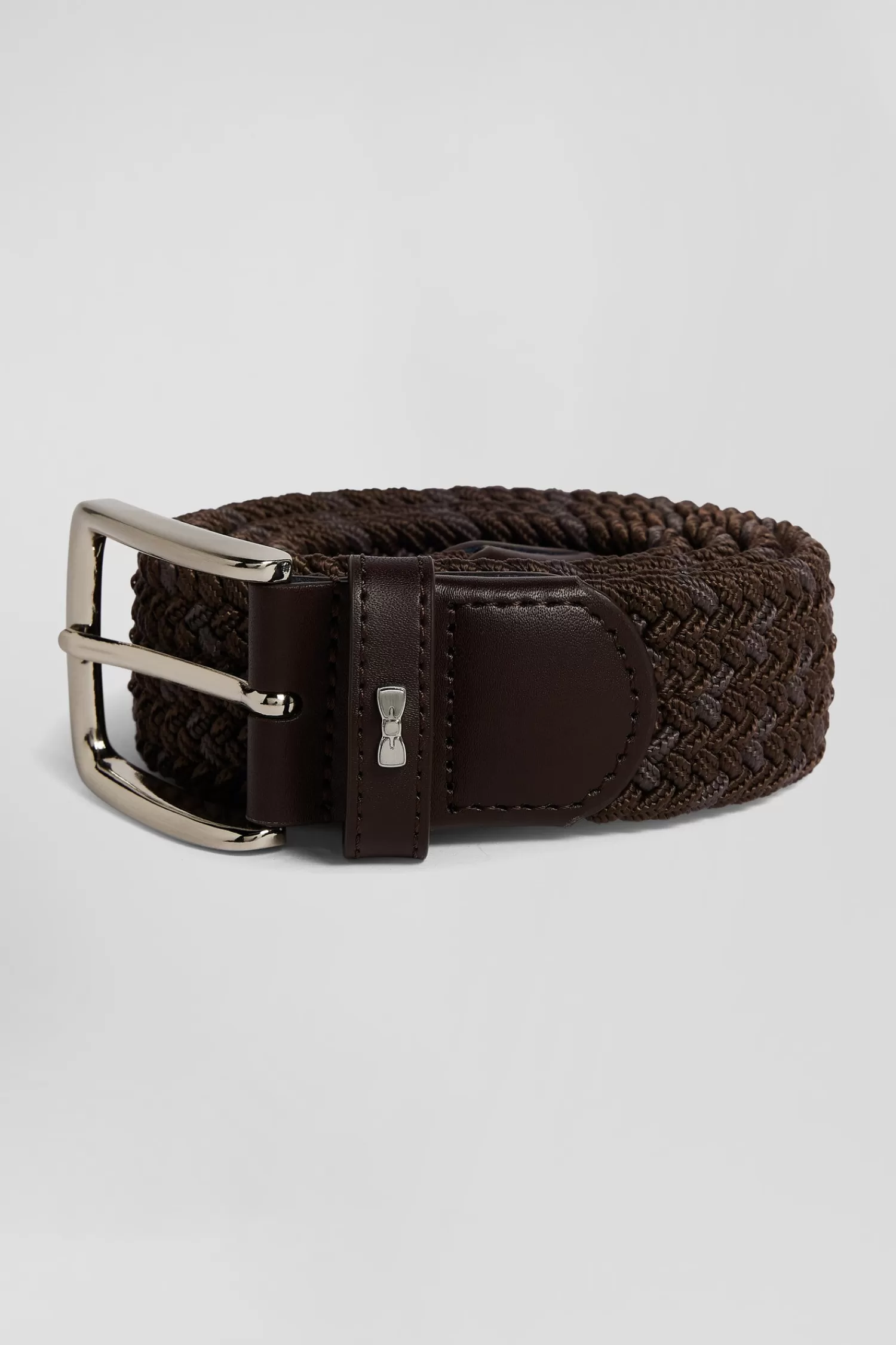 Eden Park Brown braided belt with silver metal buckle< Belts