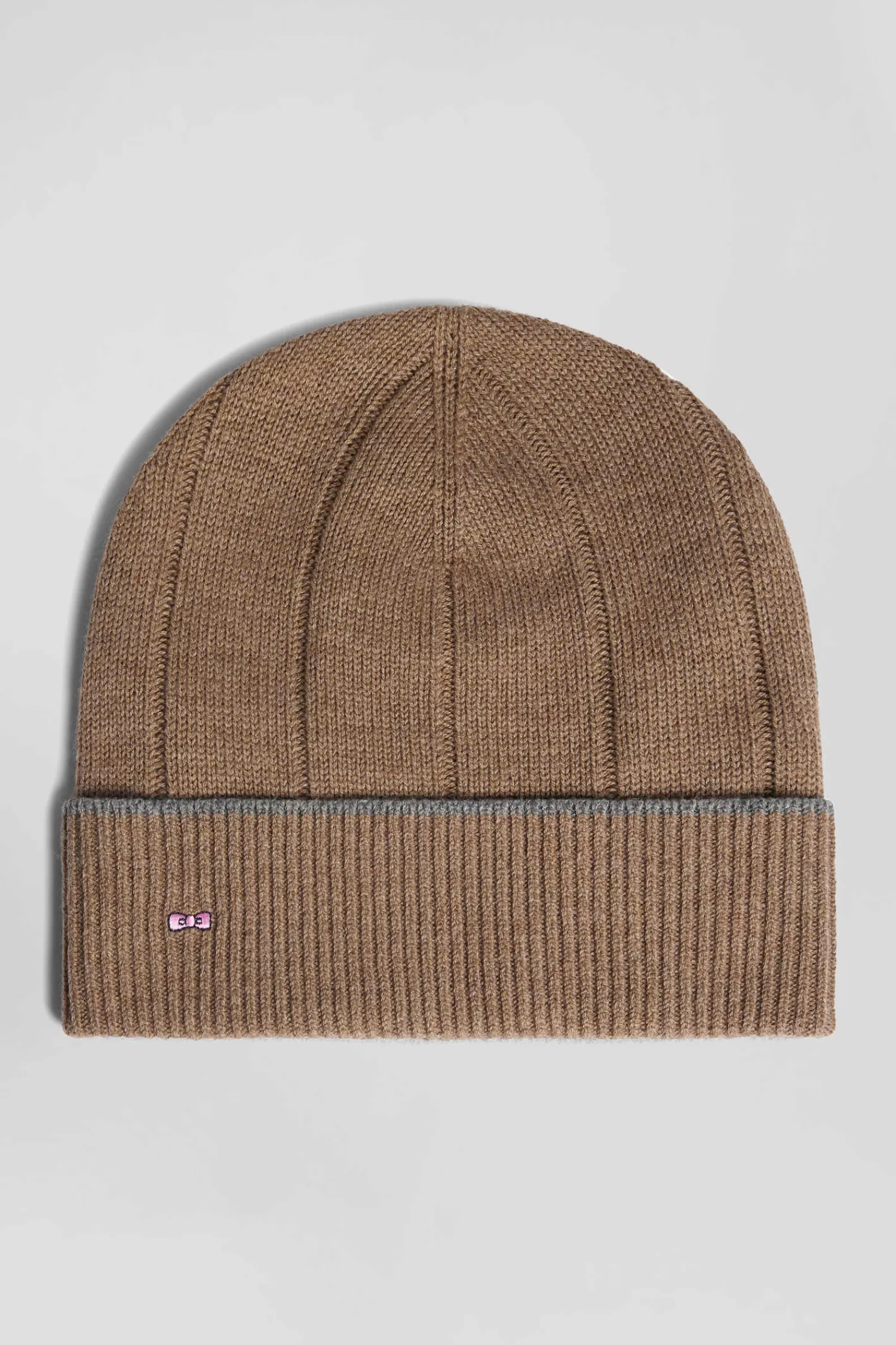 Eden Park Brown cotton and cashmere beanie with contrasting trim< Beanies