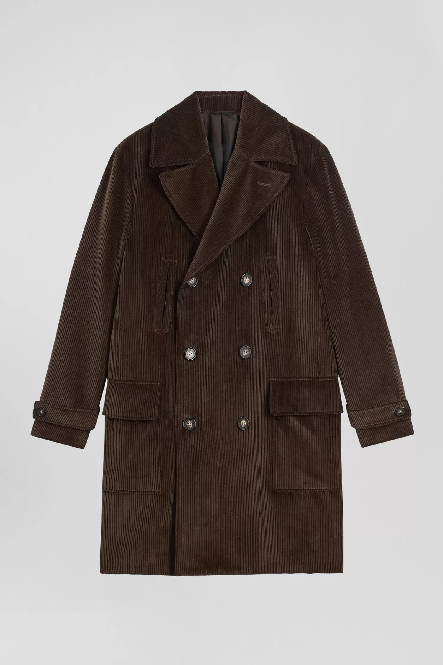 Eden Park Brown double-breasted stretch cotton blend coat< Coats And Jackets