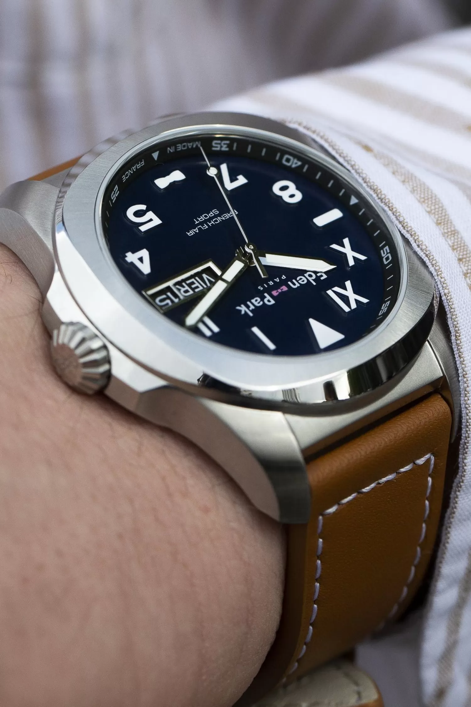 Eden Park Brown leather quartz watch< Watches