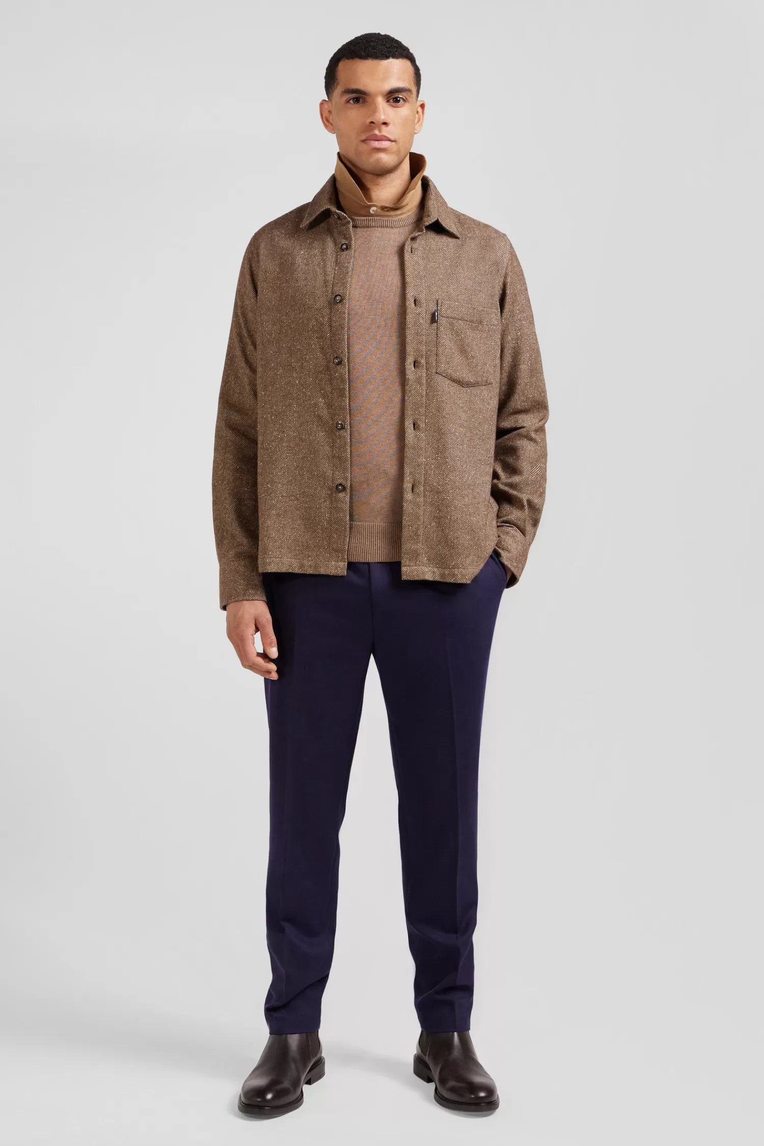 Eden Park Brown mixed cotton shirt< Shirts