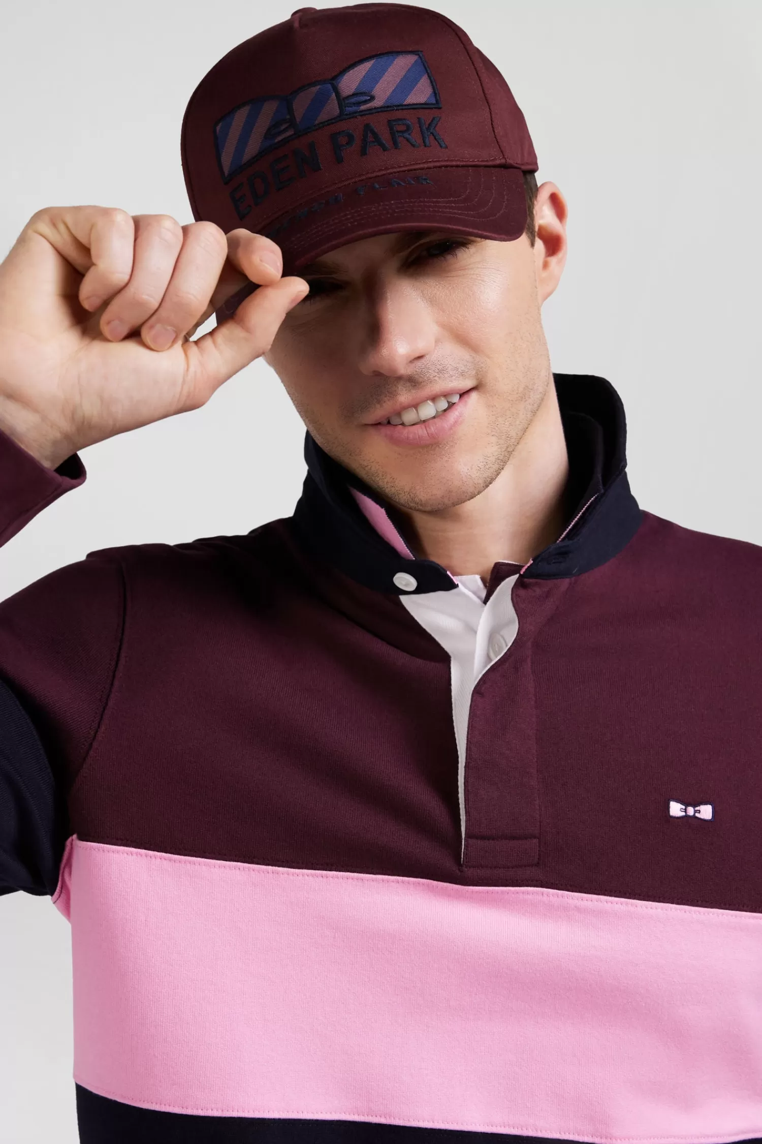 Eden Park Burgundy cotton cap with bow tie< Caps