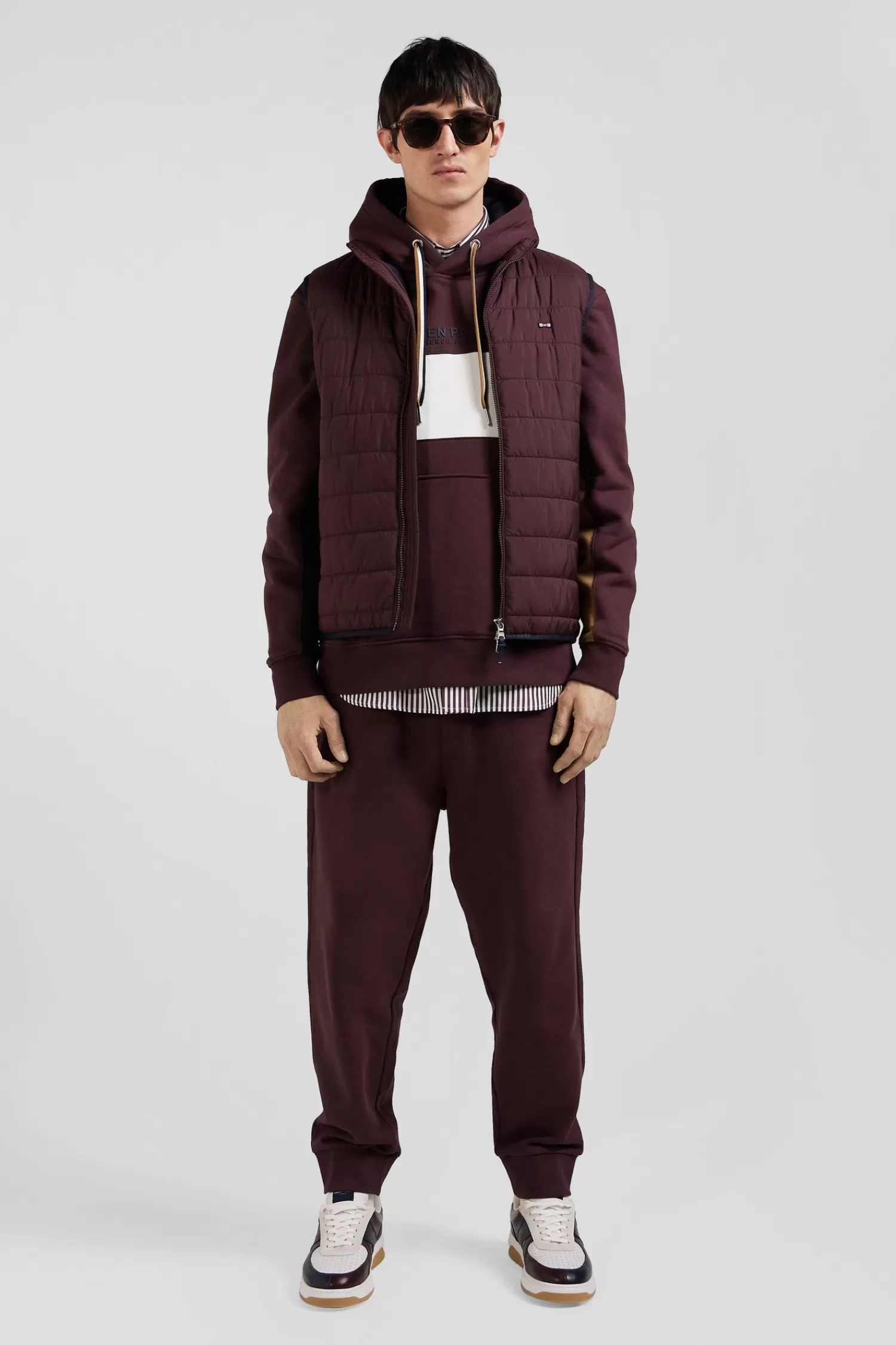 Eden Park Burgundy quilted sleeveless high collar down vest< Coats And Jackets