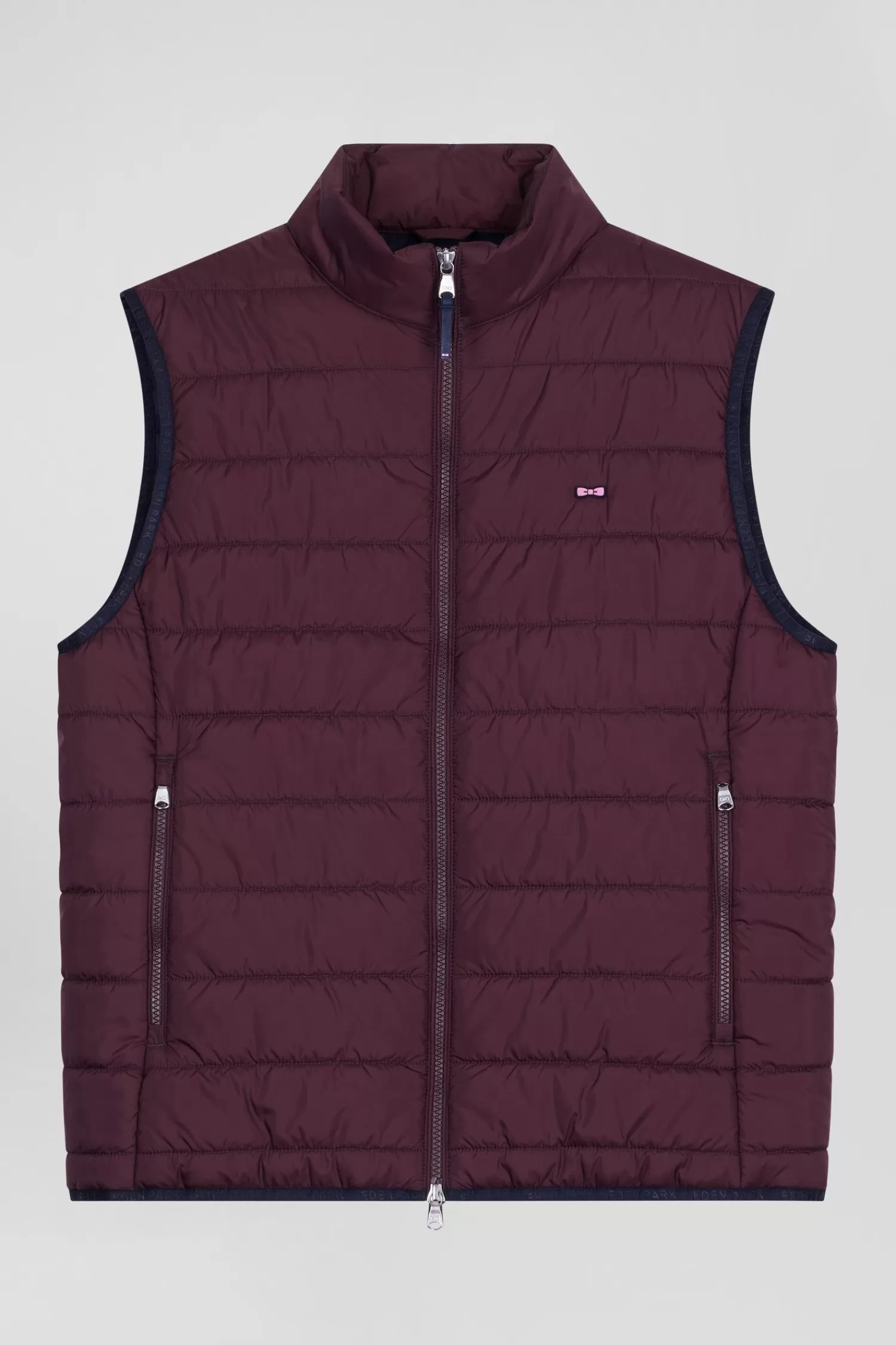 Eden Park Burgundy quilted sleeveless high collar down vest< Coats And Jackets