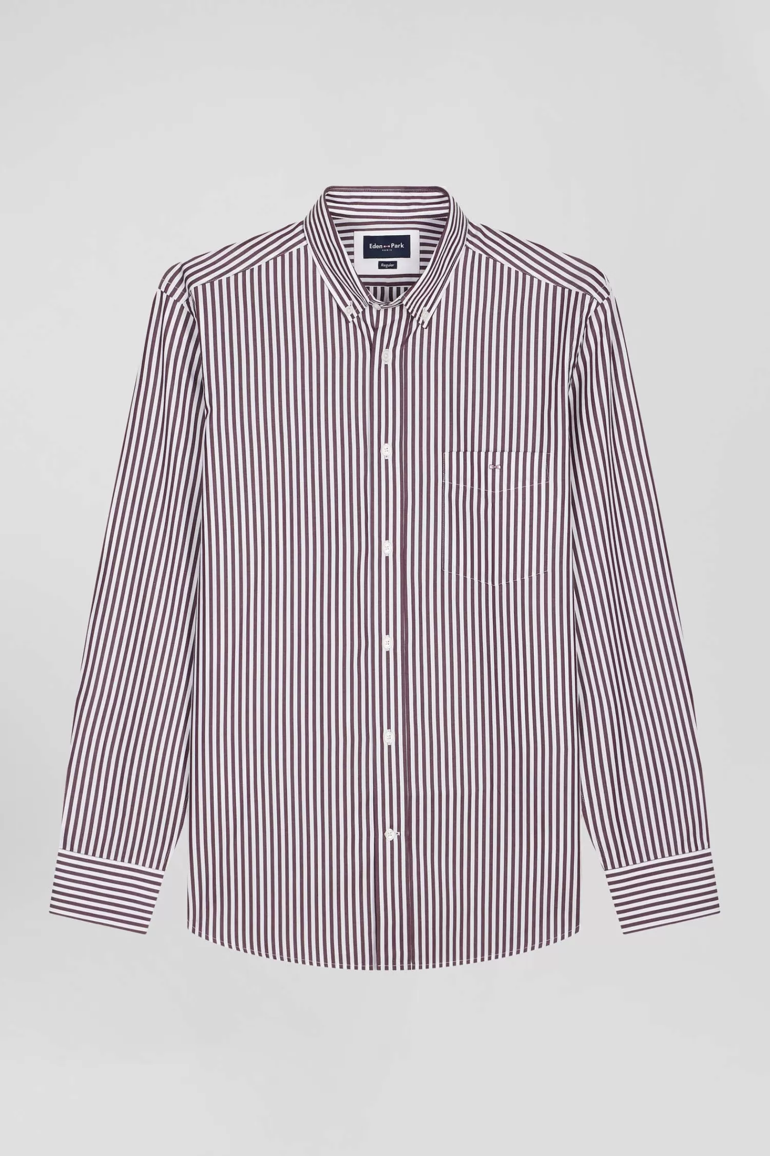 Eden Park Burgundy striped cotton poplin shirt Regular fit< Shirts
