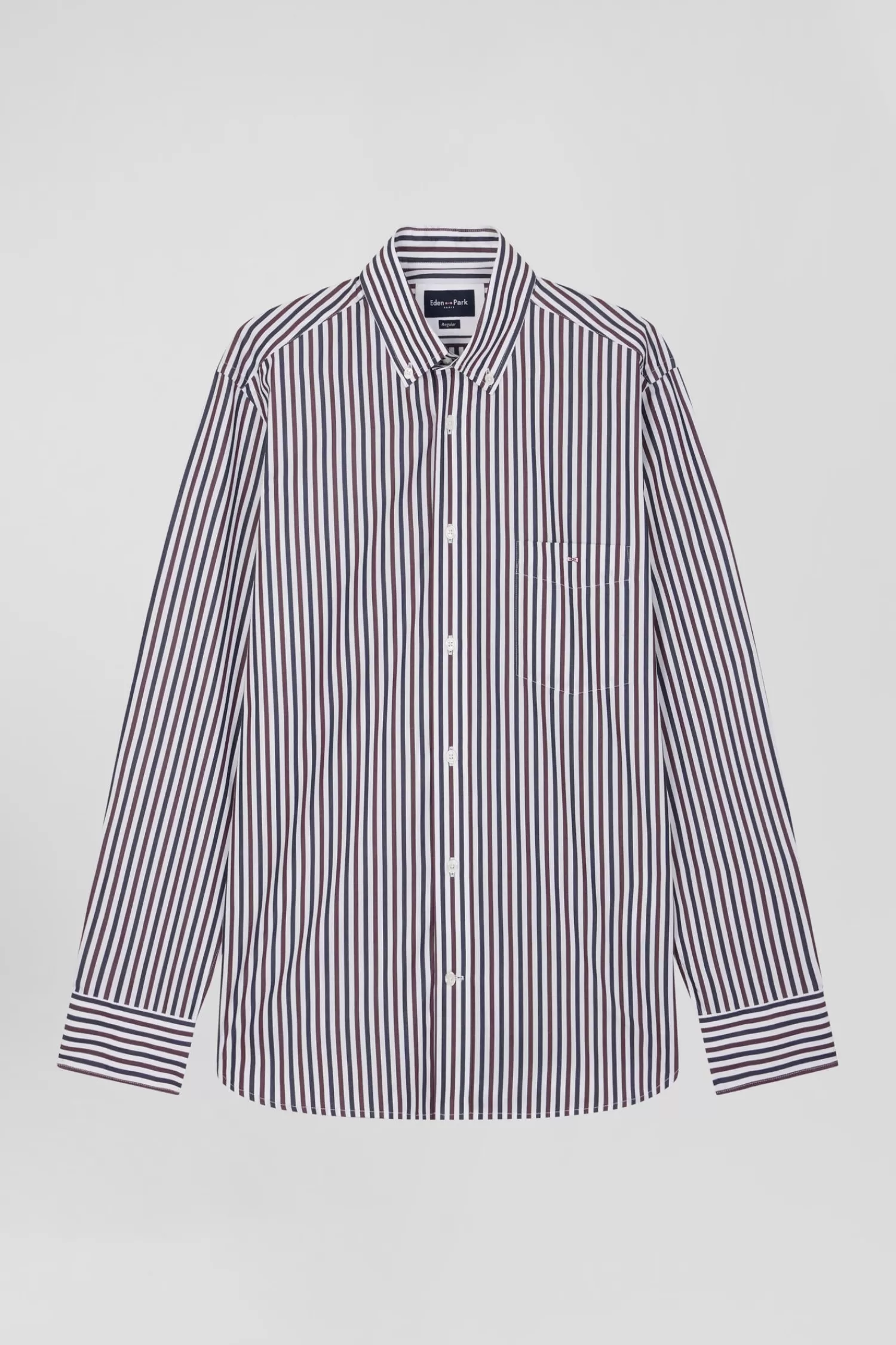 Eden Park Burgundy striped cotton poplin shirt Regular fit< Shirts