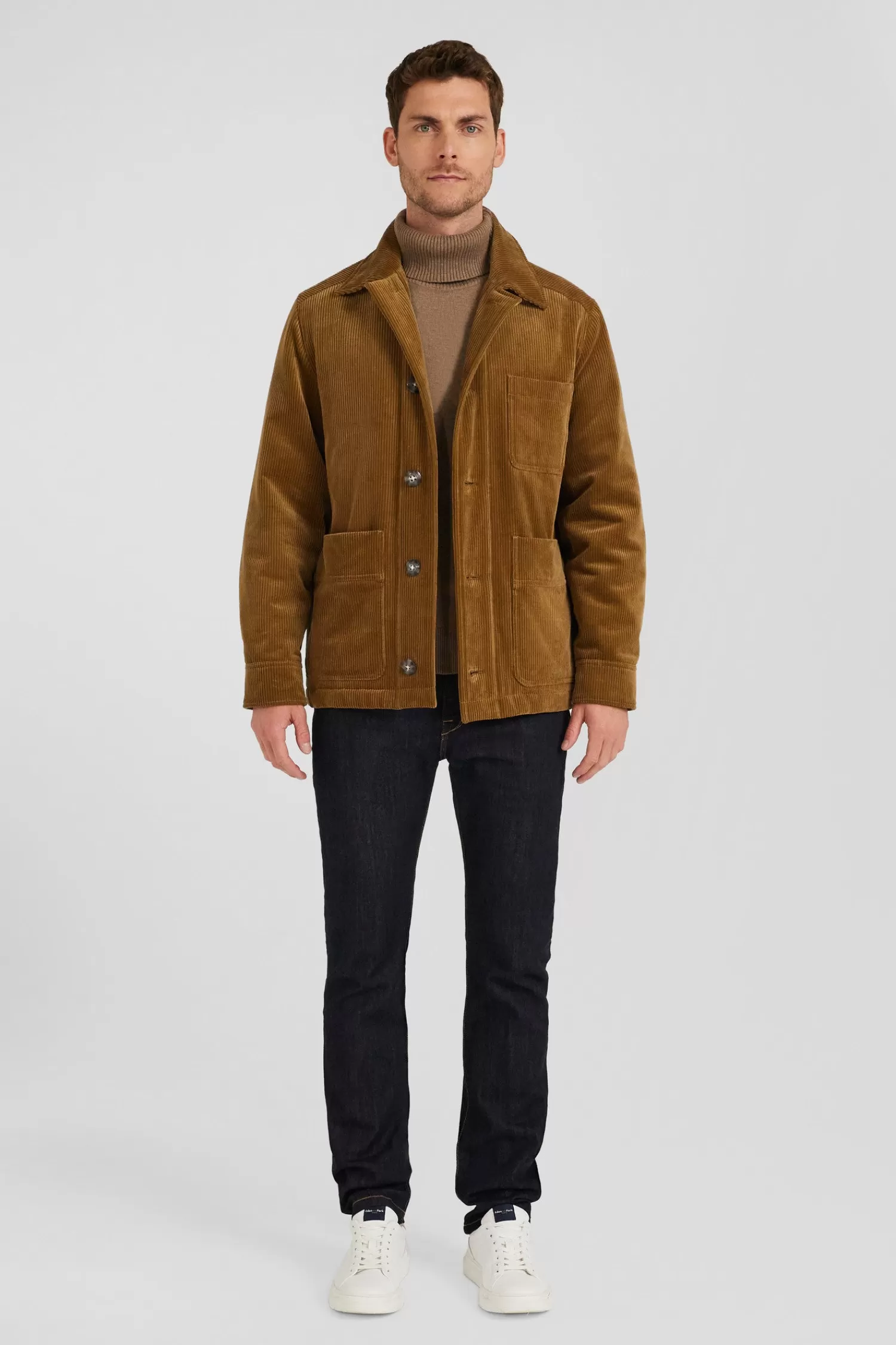 Eden Park Camel checkered cotton blend overshirt< Coats And Jackets