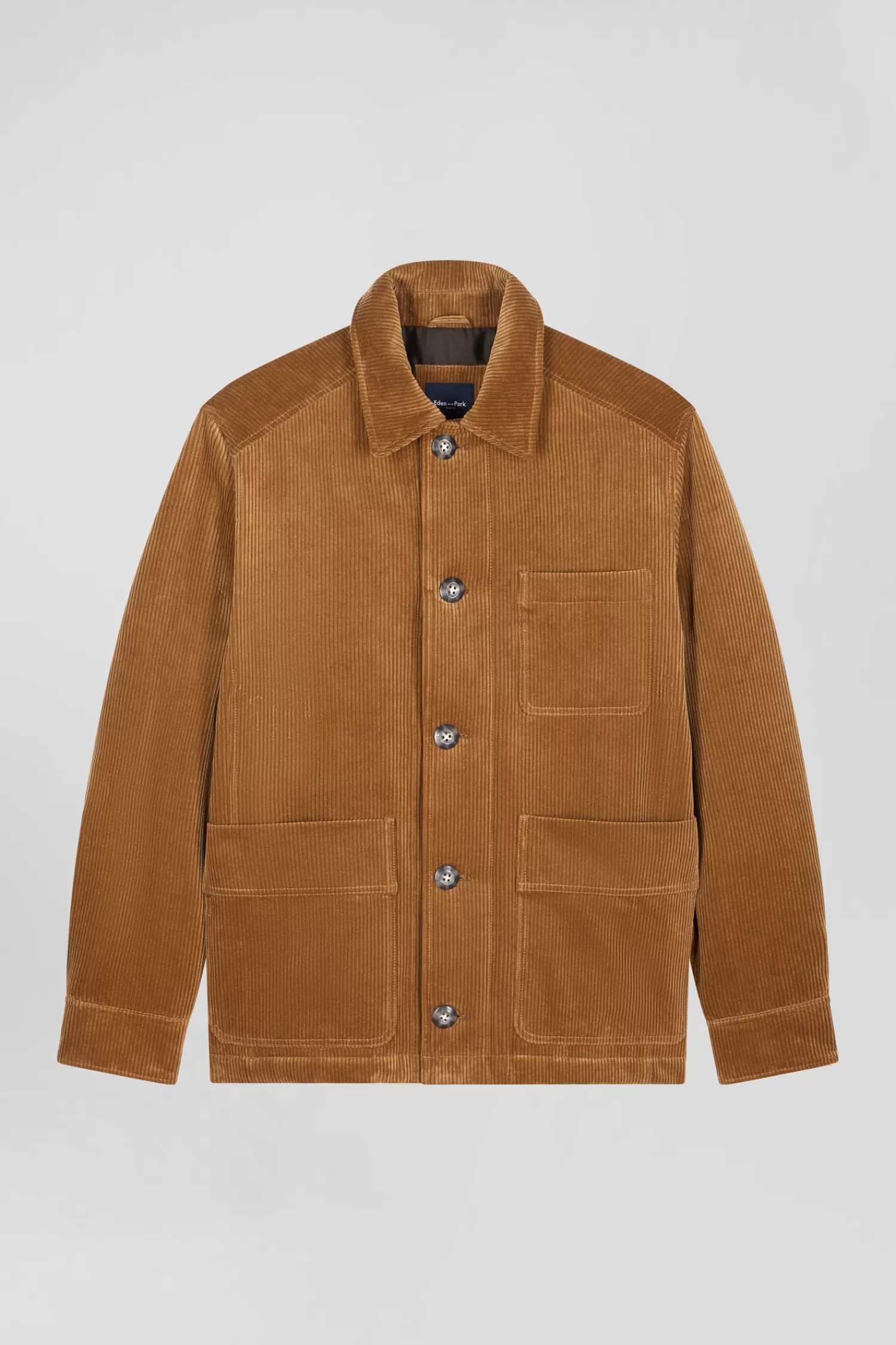 Eden Park Camel checkered cotton blend overshirt< Coats And Jackets
