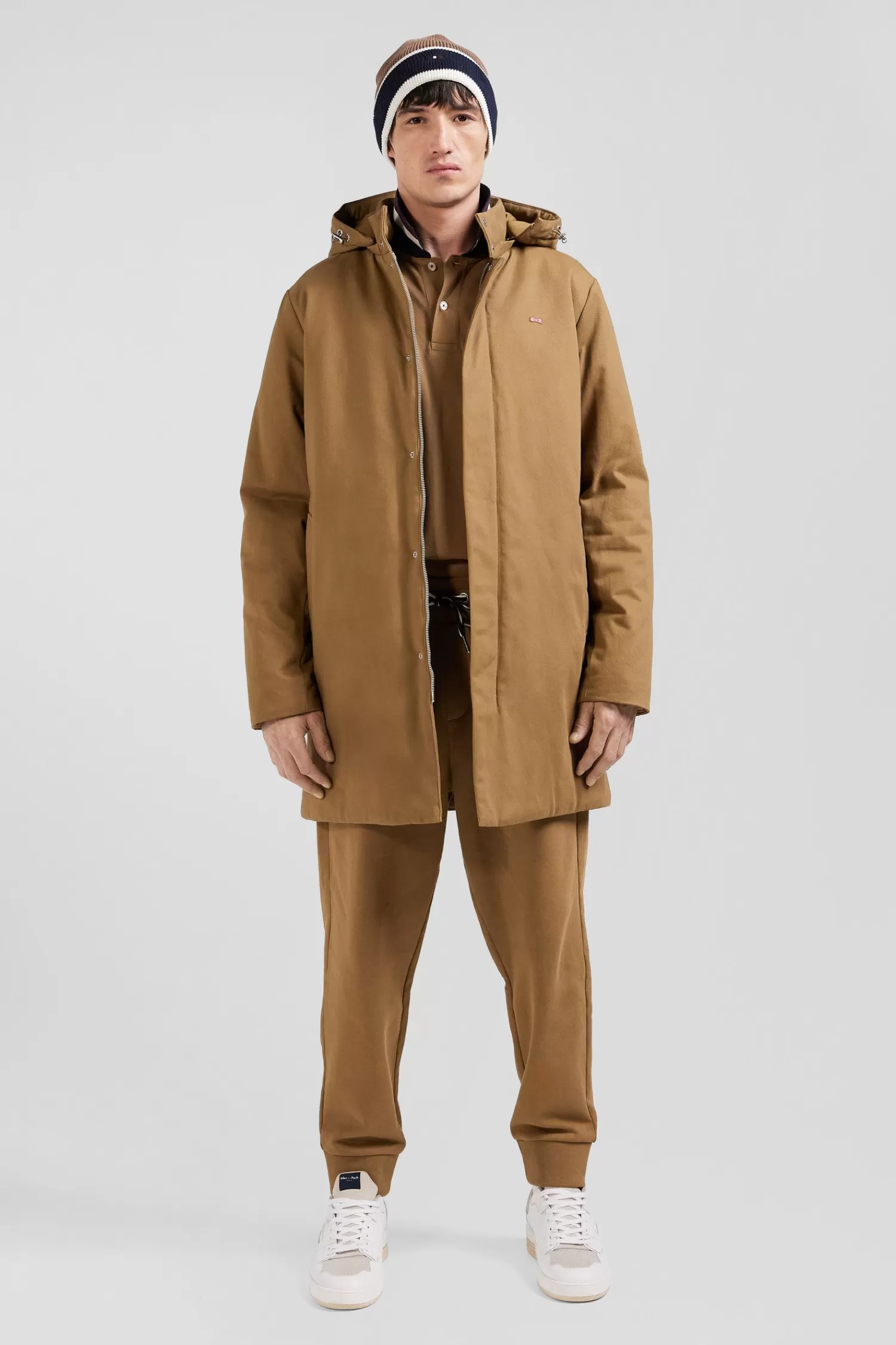 Eden Park Camel gabardine cotton hooded parka< Coats And Jackets